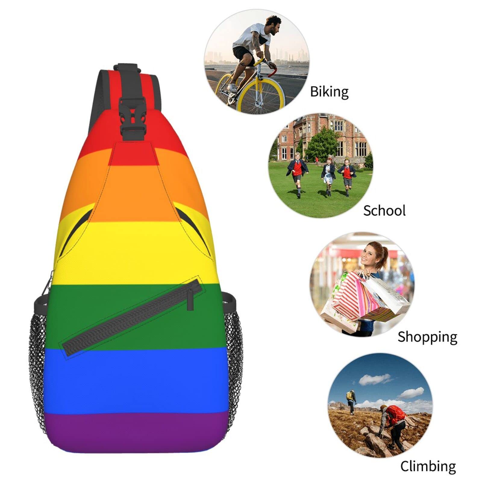 Rainbow LGBT Crossbody Backpack - Gay Pride Sling Bag for Men & Women - Waterproof Shoulder Chest Bag - Perfect for Gym, Sports, Travel & Hiking - LGBTQ+ Daypack for Pride Parades, Festivals & Everyday Use