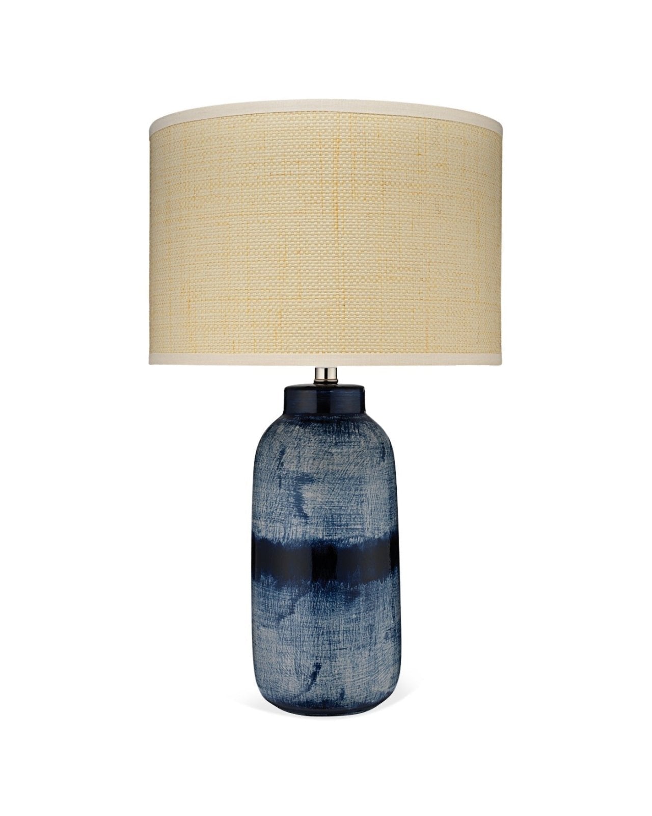 Handmade Batik Table Lamp - Blue & Cream Large Size for Living Room, Bedroom, or Office Decor