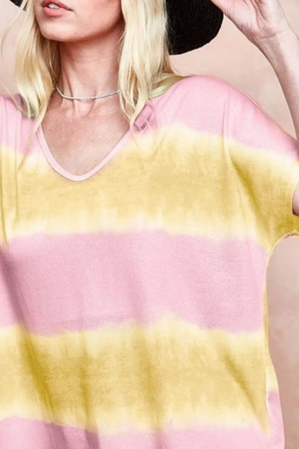 BiBi Tie-Dye Printed Hacci Knit Top for Women - Stylish Casual & Boho Chic Blouse for Summer Outfits, Beach Wear, and Music Festivals