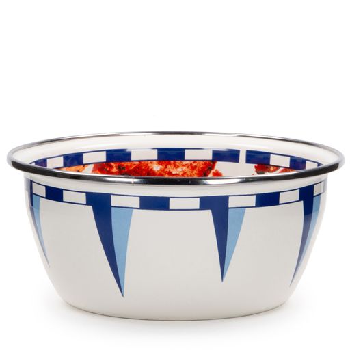 Premium Enamelware Bowls Set of 4 - Durable Cereal & Salad Bowls for Breakfast, Picnics, Camping & Kitchen Use - Crab House Design Rustic Dinnerware