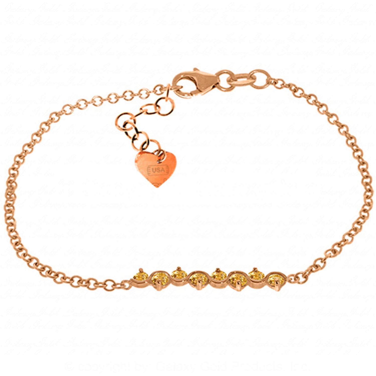 1.55 Carat Natural Citrine 14k Solid Rose Gold Bracelet for Women - Elegant Jewelry Gift for Birthday, Anniversary & Special Occasions