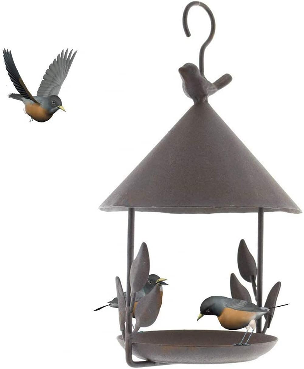 YRHH Hanging Birdhouse - Outdoor Cast Iron Bird Feeder for Garden, Patio & Backyard - Attracts Wild Birds with Durable Rust-Proof Design
