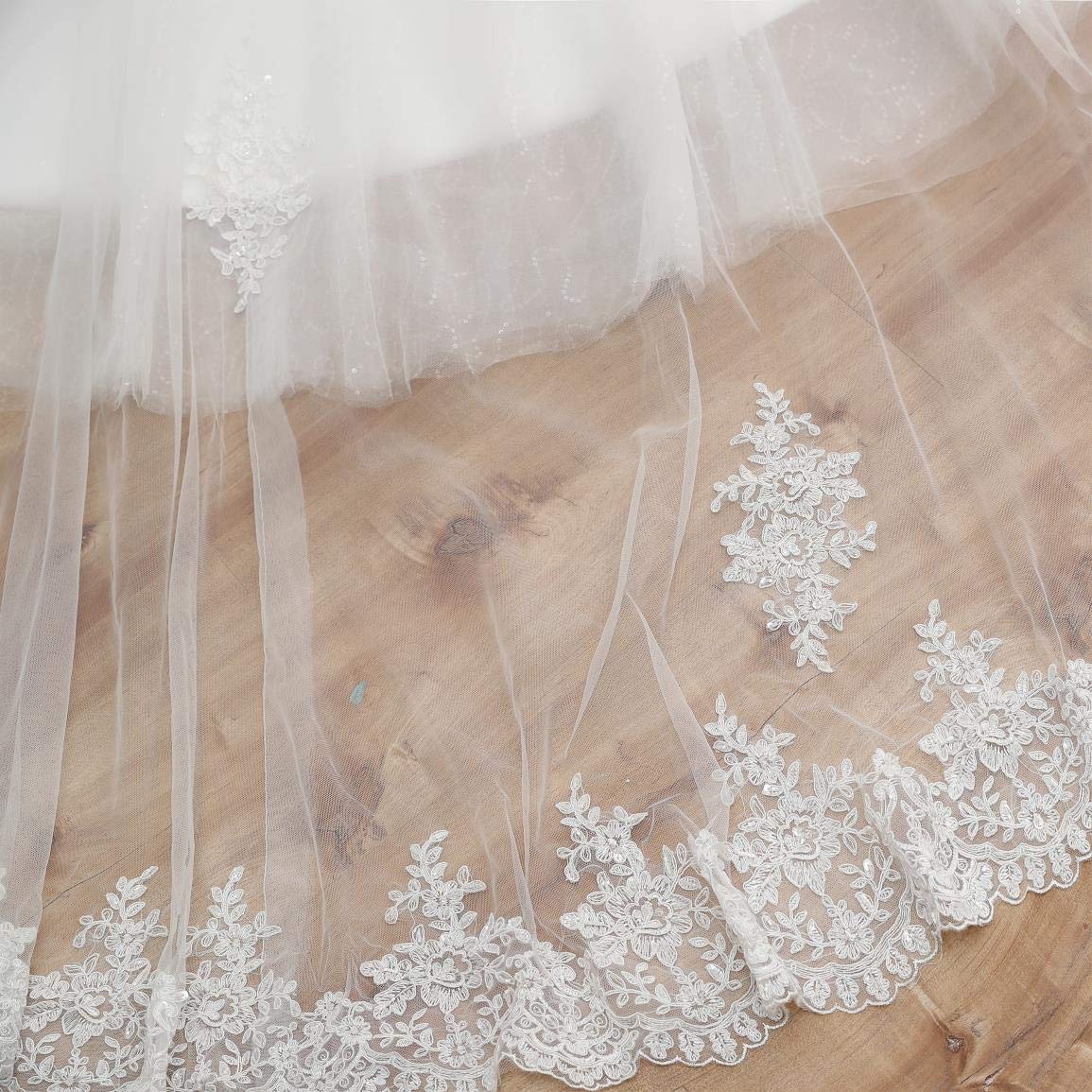 Elegant Long Sleeve A-Line Bridal Gown with Beaded Lace Detailing - Ivory Plus Size Wedding Dress with Train (20+) | Perfect for Beach Weddings, Formal Ceremonies & Romantic Photos