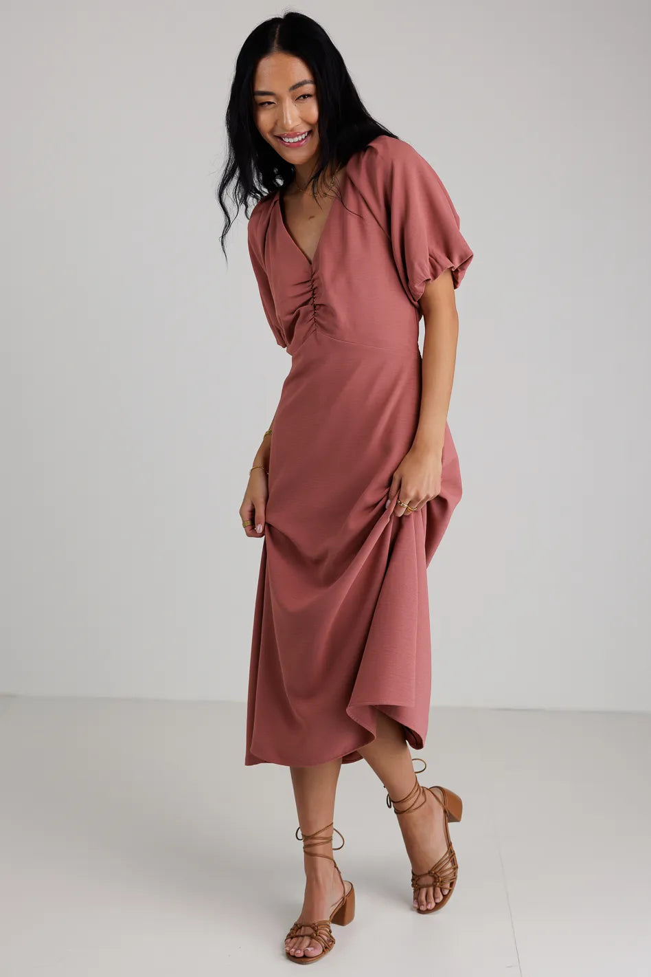 Maeve Midi Dress in Mauve - Flowy A-Line Summer Dress for Women | Perfect for Weddings, Parties & Office Wear | FINAL SALE