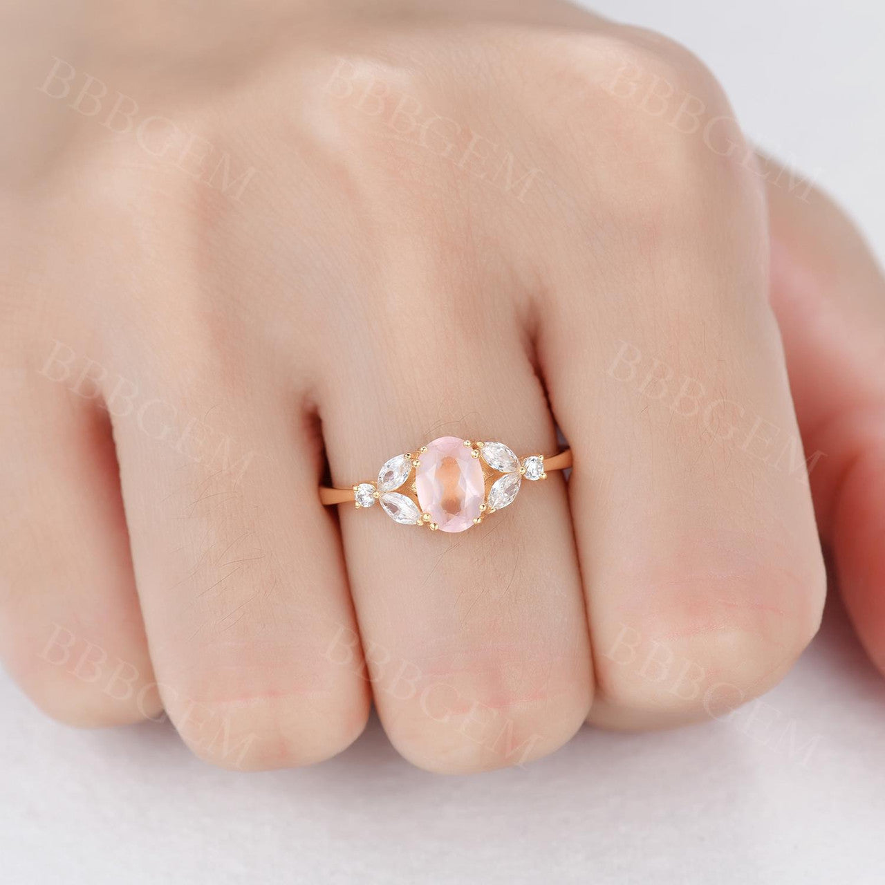 1CT Oval Cut Natural Rose Quartz Engagement Ring in Rose Gold - Perfect for Proposals, Anniversaries & Romantic Gifts