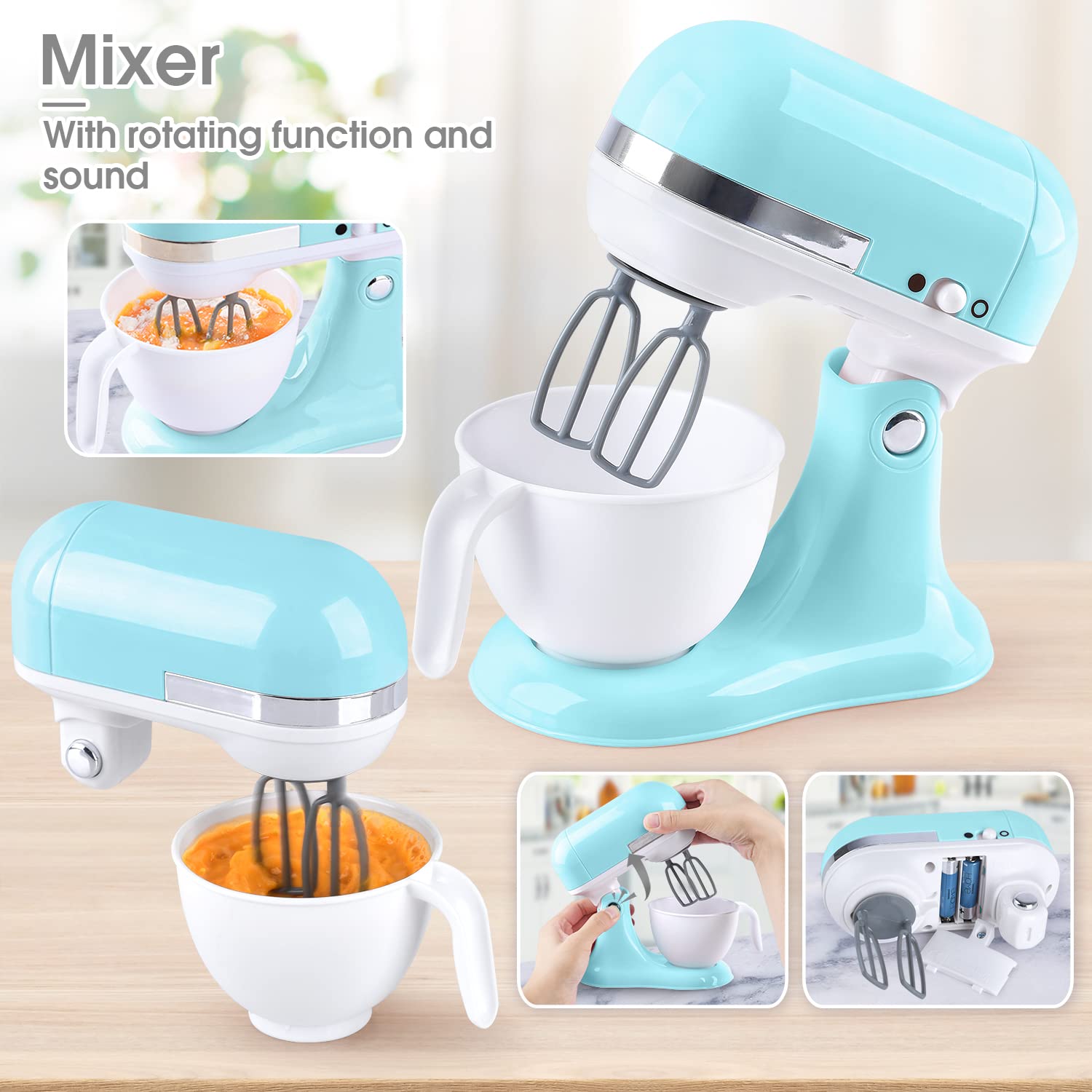 **Kids Pretend Play Kitchen Toys Set - Realistic Coffee Maker, Mixer & Toaster with Lights & Sounds - Educational Role Play Toys for Girls & Boys Ages 3-8 - Perfect Gift for Birthday & Christmas - Fun for Home & Preschool Playtime**