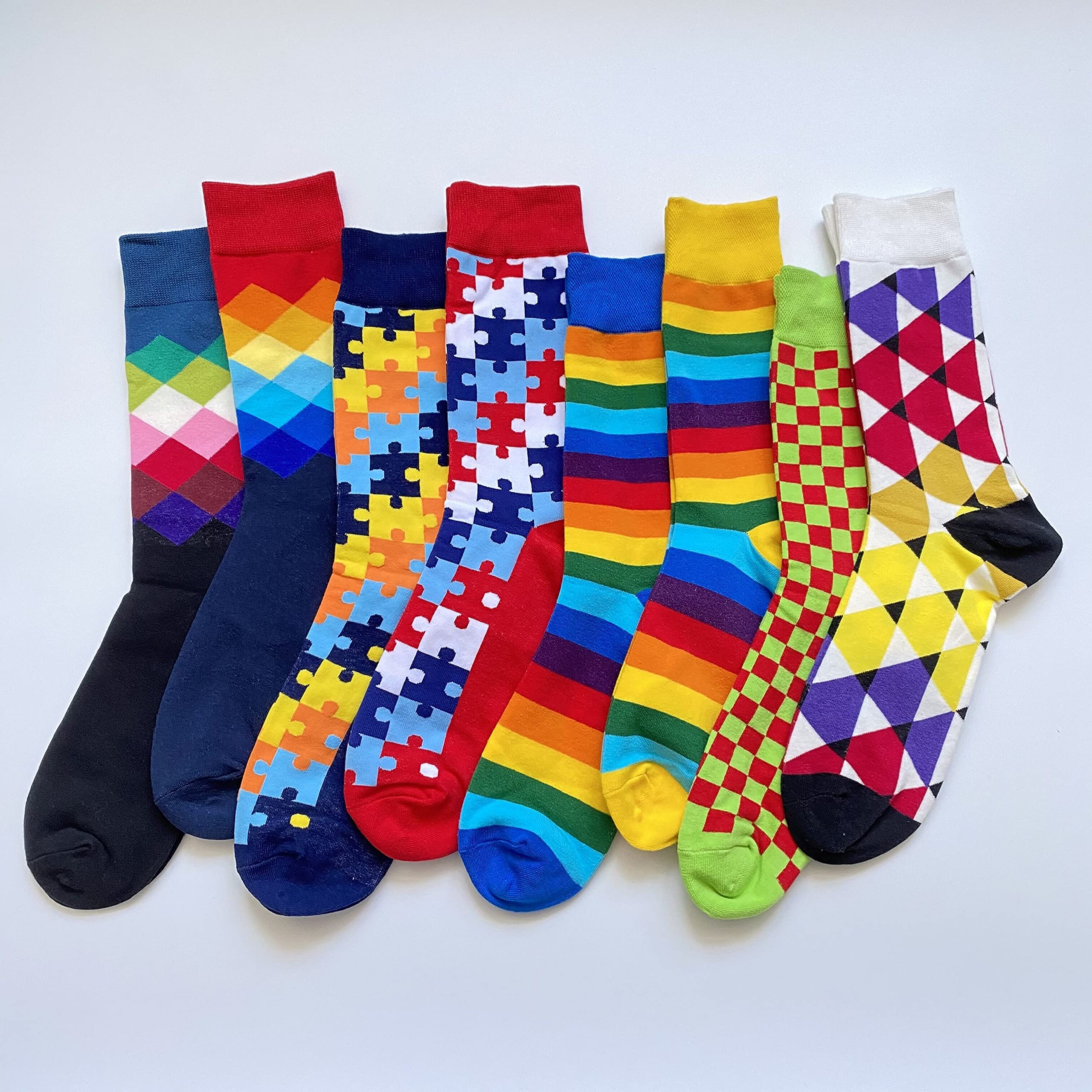 Men's Funky Novelty Crew Socks Pack - Colorful Cotton Art Dress Socks for Casual Wear & Gifts (3/6 Pairs) - Perfect for Office, Parties & Everyday Fashion