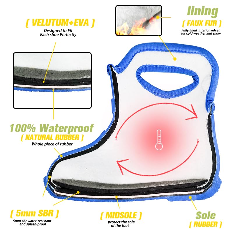 **CNSBOR Kids Rain Boots for Toddler Girls & Boys - Waterproof Seamless Rubber Boots, Lightweight Unisex-Child Rain Shoes for Outdoor Play, Puddle Jumping & Wet Weather**