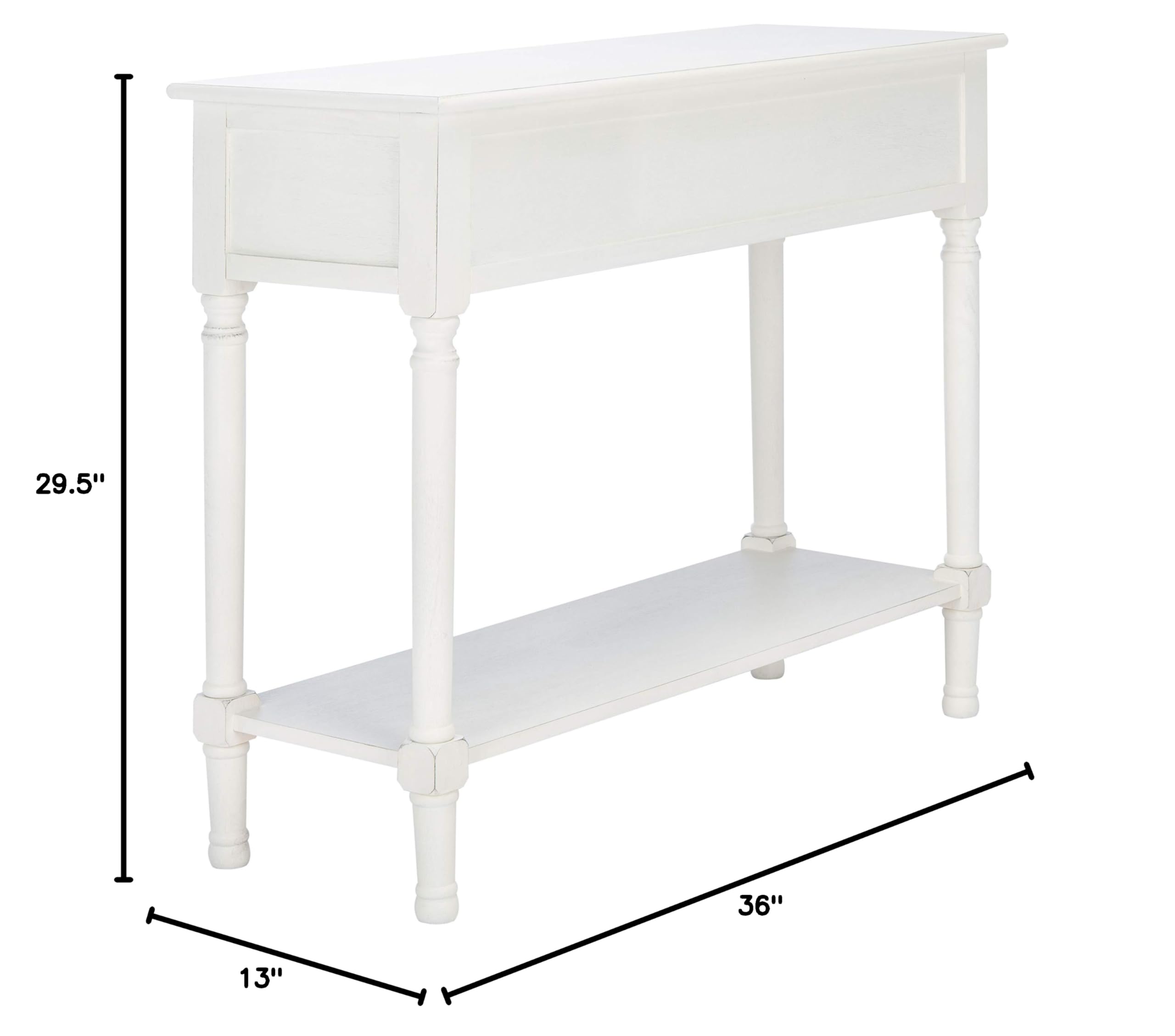Distressed White 2-Drawer Console Table with Bottom Shelf - Safavieh Home Collection Tate | Perfect for Entryway, Living Room & Hallway Decor