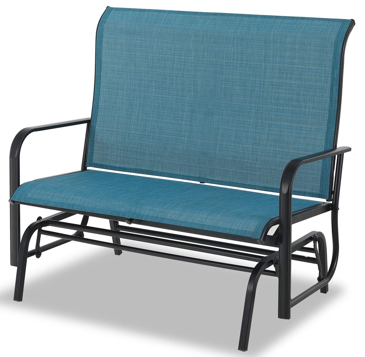 Sophia & William 2-Person Patio Glider Rocking Chair - Outdoor Swing Love Seat with Sling Fabric & Powder-Coated Metal Frame - Perfect for Porch, Balcony, Backyard - Ideal for Relaxing, Reading, and Enjoying Outdoor Moments