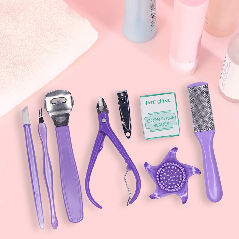 Premium KAVIN 8-Piece Manicure & Pedicure Set - Dead Skin Remover, Foot Scrubber Kit for Professional Salon & Home Spa Care - Perfect for At-Home Nail Care, Pedicure Treatments & Relaxing Self-Care Routines