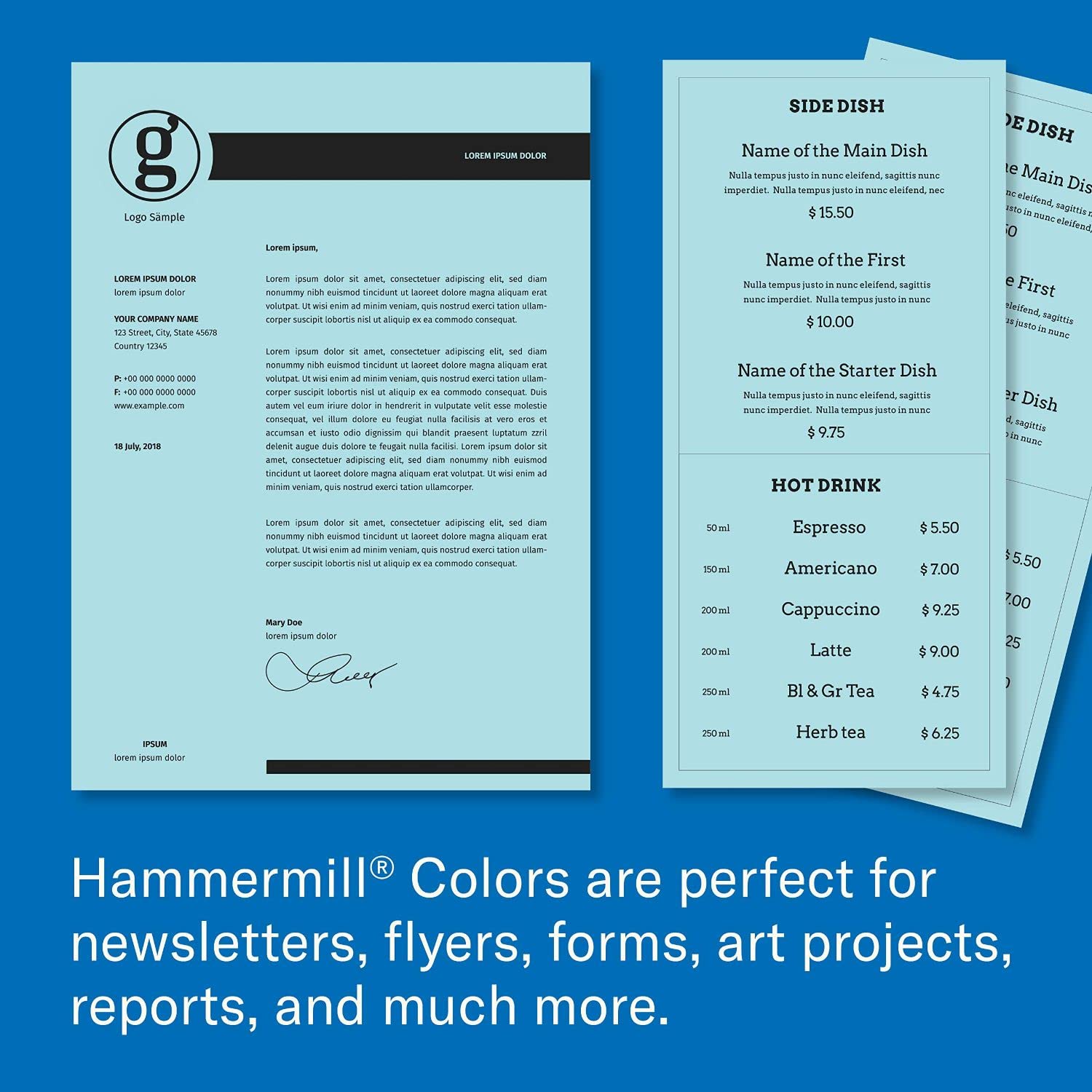 Hammermill 20 lb Blue Colored Printer Paper, 8.5 x 11 Inches, 500 Sheets per Ream - Pastel Paper for Office, School & Craft Projects - Made in USA (103309R)