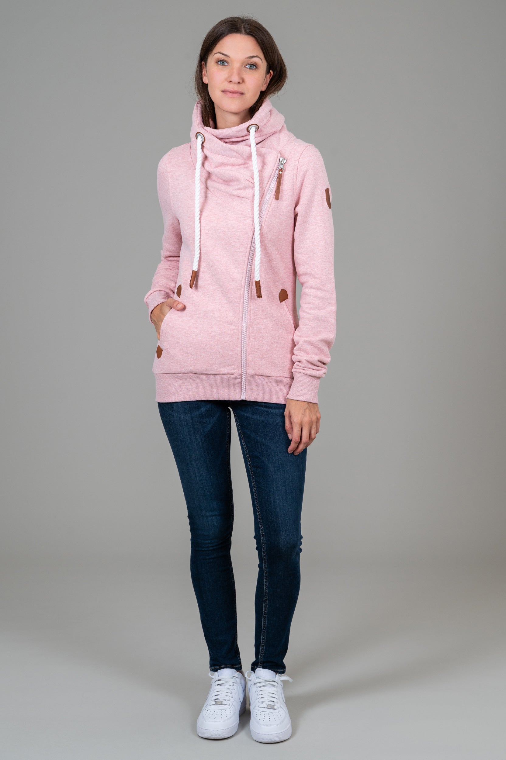 Hestia Heather Pink Full Zip Sweatshirt for Women - Soft Fleece Pullover Hoodie with Pockets | Cozy Casual Wear for Fall, Winter & Outdoor Activities
