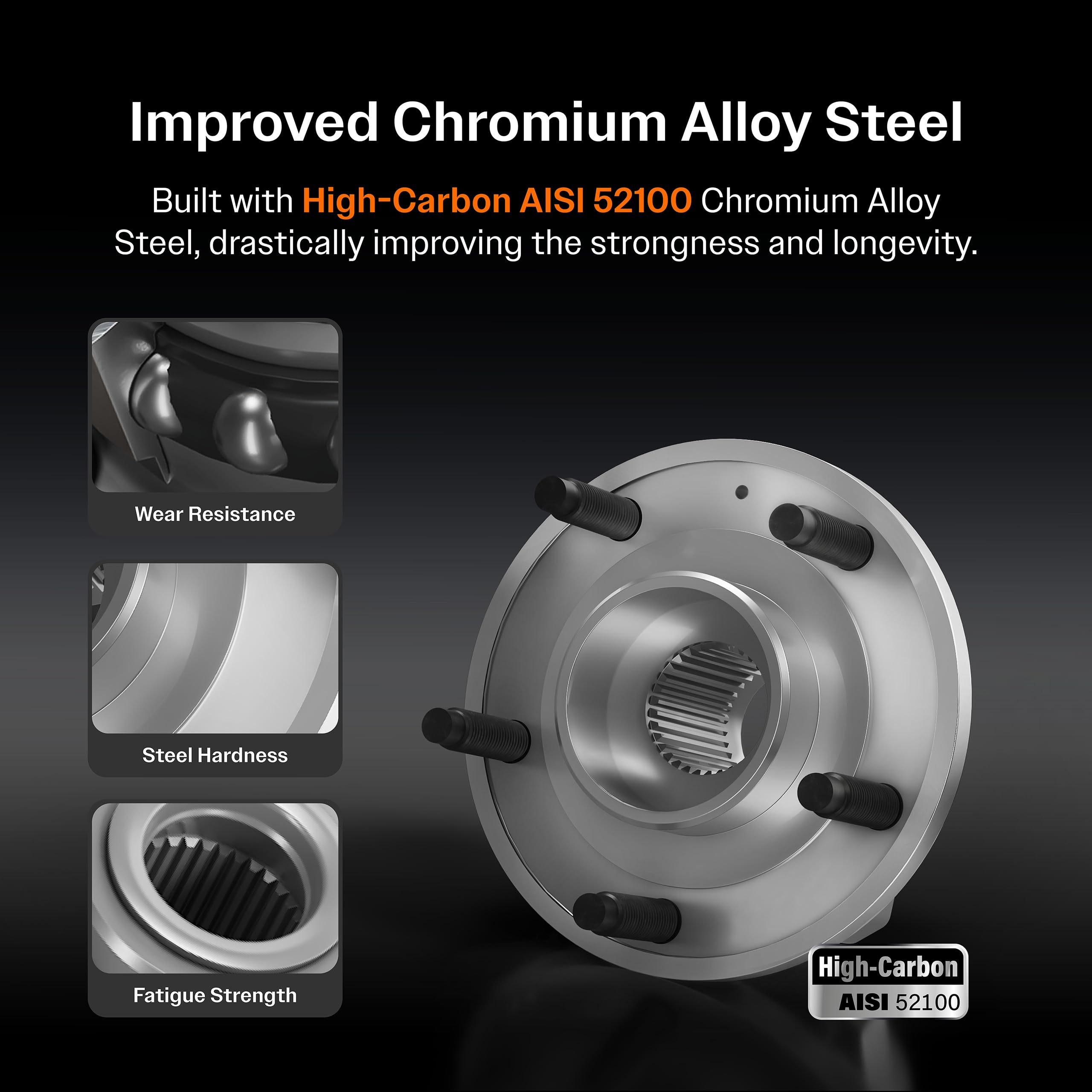 Premium Kugel Front Wheel Bearing & Hub Assembly Pair - Compatible with Ford F-250/F-350/F-450/F-550 Super Duty (Single Rear Wheels) - Driver & Passenger Side Replacement Part K70-100417 - Ideal for Off-Roading, Towing & Heavy-Duty Truck Maintenance