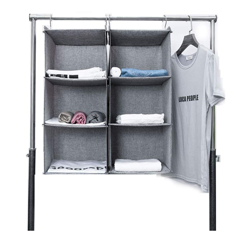 MIFXIN 3-Tier Hanging Closet Organizer - Foldable Storage Shelves for Wardrobe with Hooks | Perfect for Organizing Clothes, Shoes & Accessories in Bedroom, Closet or Dorm Room (Grey)