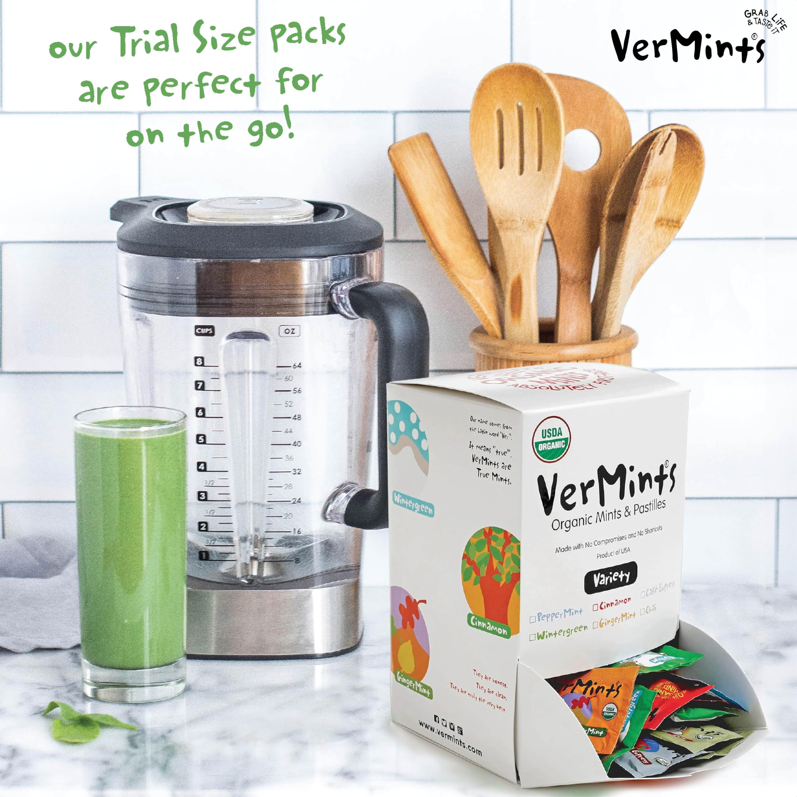 VerMints Organic Breath Mints Variety Pack - 2 Pack (120 Count, Trial Size) | Refreshing Peppermint & Spearmint | Perfect for On-the-Go Freshness, Office Use & After Meals