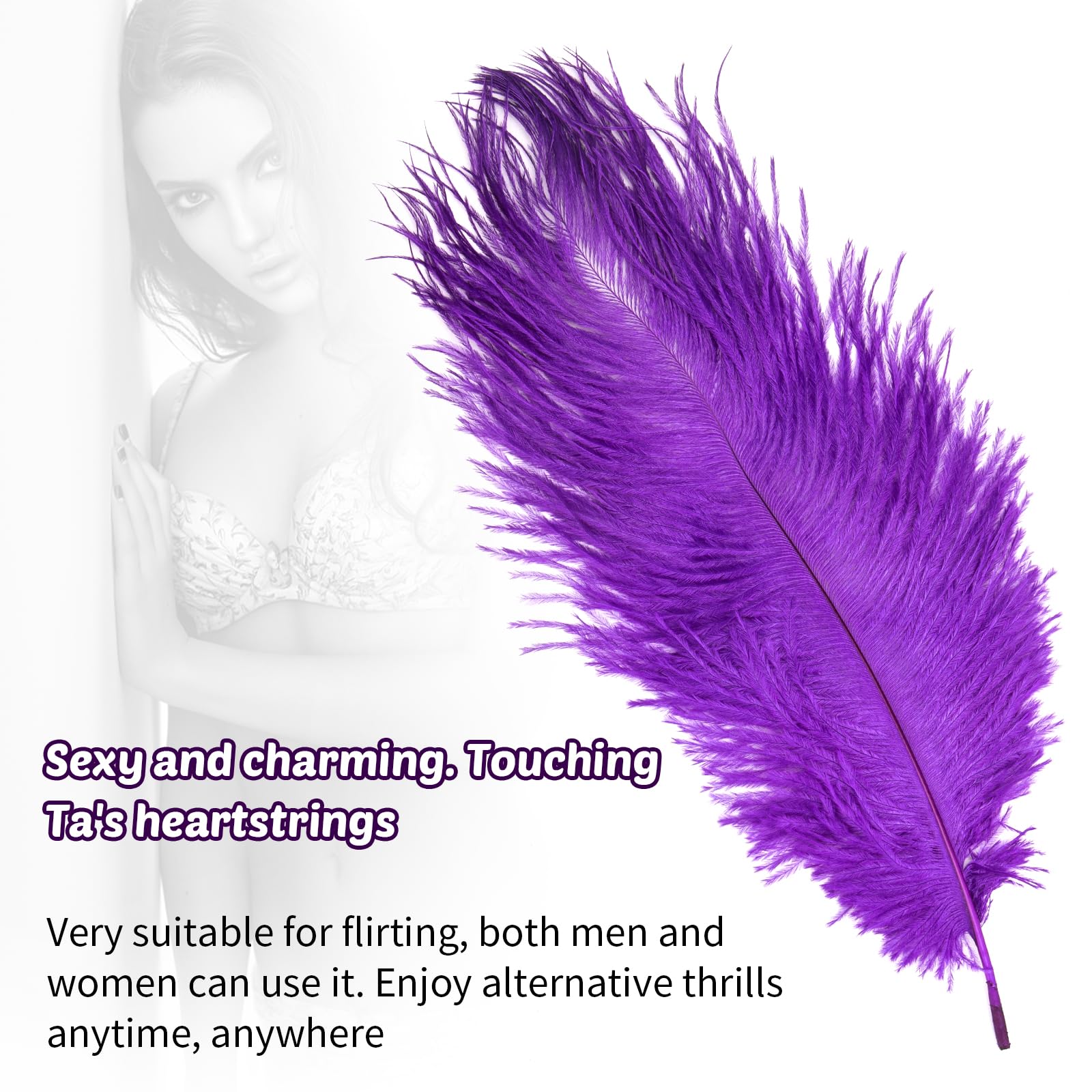 Purple Feather Tickler Toy for Couples - Sensual Teasing & Flirting Adult SM Prop - Enhance Intimacy & Playful Moments in the Bedroom