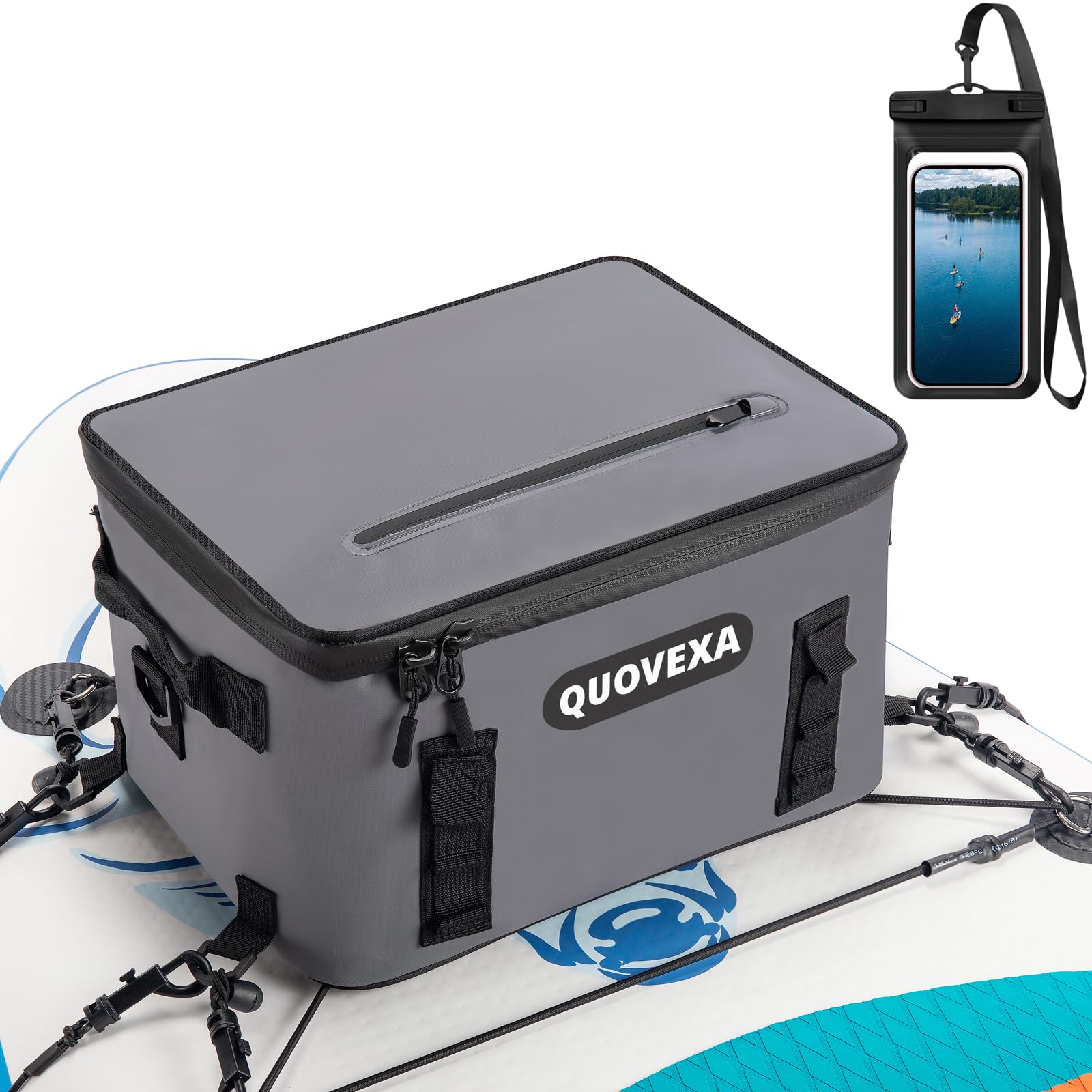 **Premium Paddle Board Cooler Bag - SUP & Kayak Cooler with 4 Pockets, Holds 30 Cans - Waterproof Deck Bag with Phone Pouch - Ideal for Paddleboarding, Kayaking & Beach Outings**