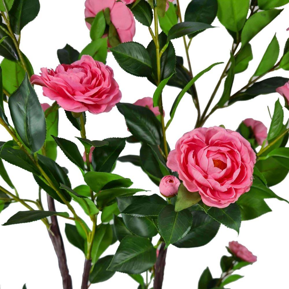 Premium 100cm Artificial Pink Camellia Tree - Lifelike Flowering Silk Plant for Home Decor, Wedding Centerpieces, Office & Indoor Greenery