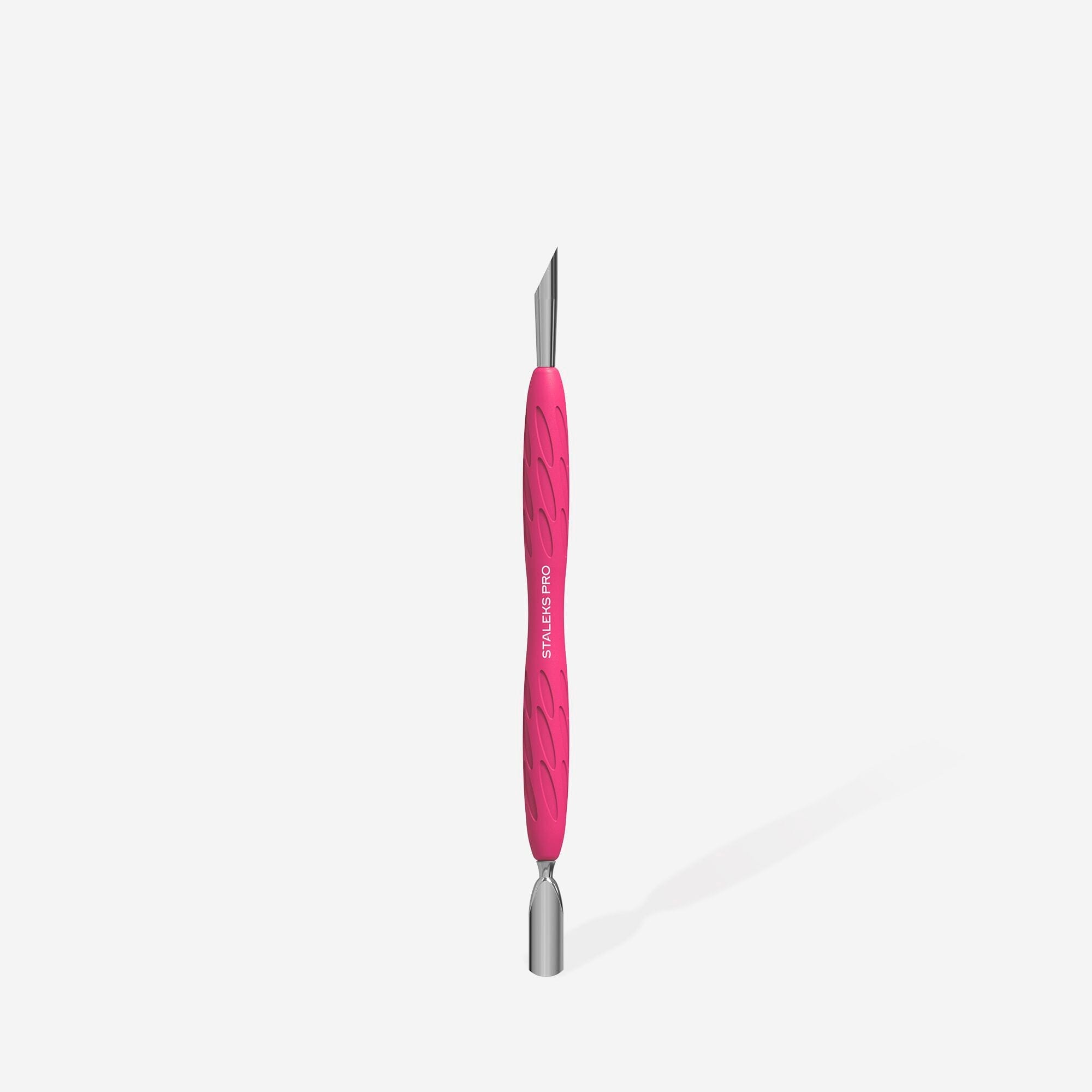Staleks Gummy Silicone Handle Manicure Pusher Set - Narrow Rounded & Slanted Cuticle Pushers for Professional Nail Care | Perfect for Home & Salon Use