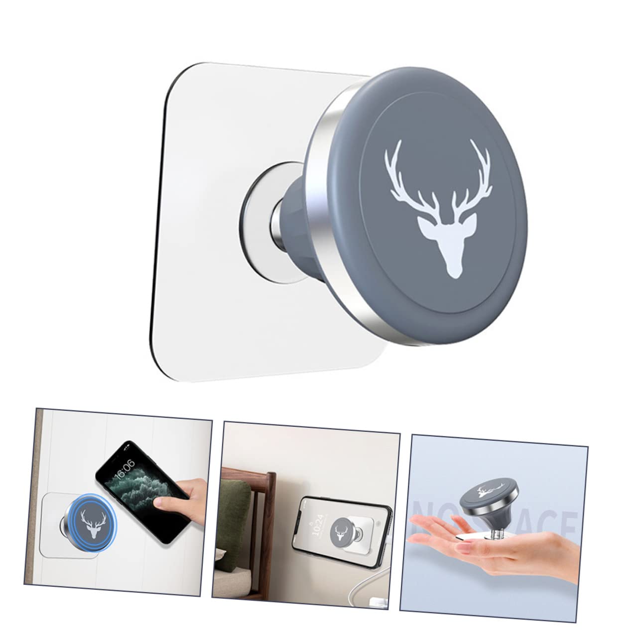 Universal Magnetic Phone Holder Stand - Adjustable Wall Mount Cell Phone Rack for Desk, Car & Home Use - Secure Phone Stand for Watching Videos & Video Calls