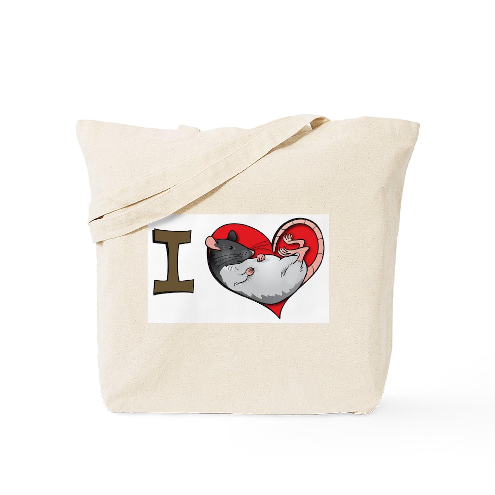 CafePress I Heart Rats Hooded Tote Bag - Natural Canvas Reusable Shopping Bag for Groceries, Beach & Daily Use