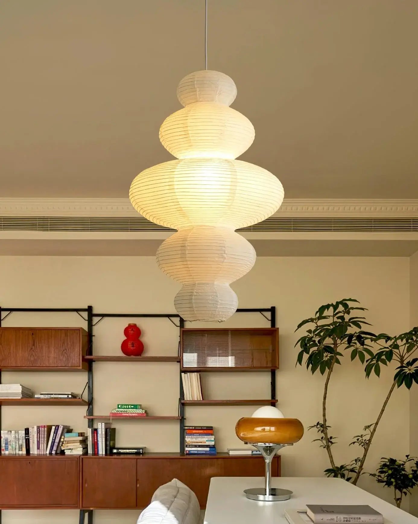 Akari Juni Pendant Lamp - Modern Japanese Paper Light Fixture for Dining Room, Bedroom & Living Room Decor