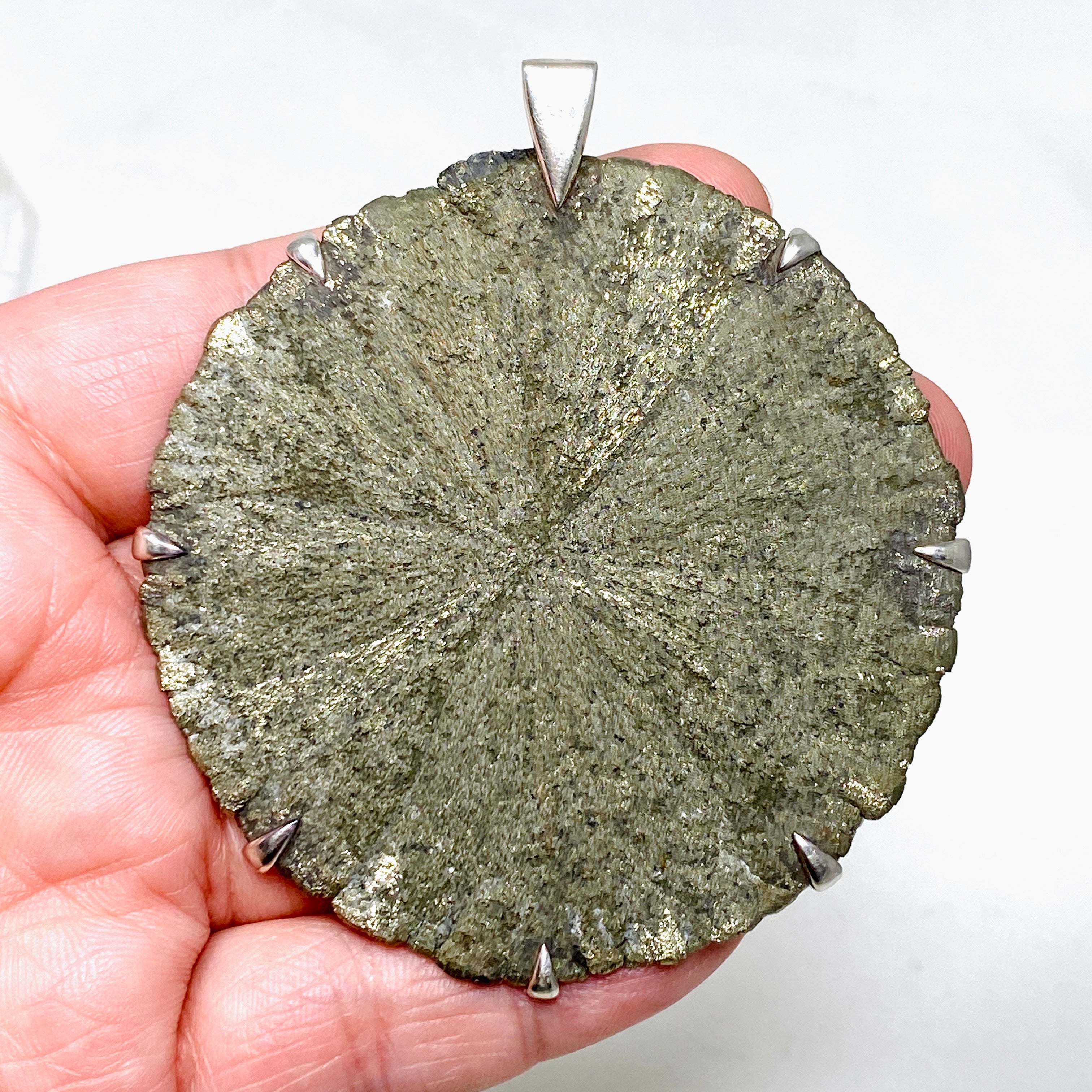 Natural Pyrite Sun Pendant Necklace - 72mm BTP Handmade Jewelry for Women - Perfect for Boho Fashion & Spiritual Healing