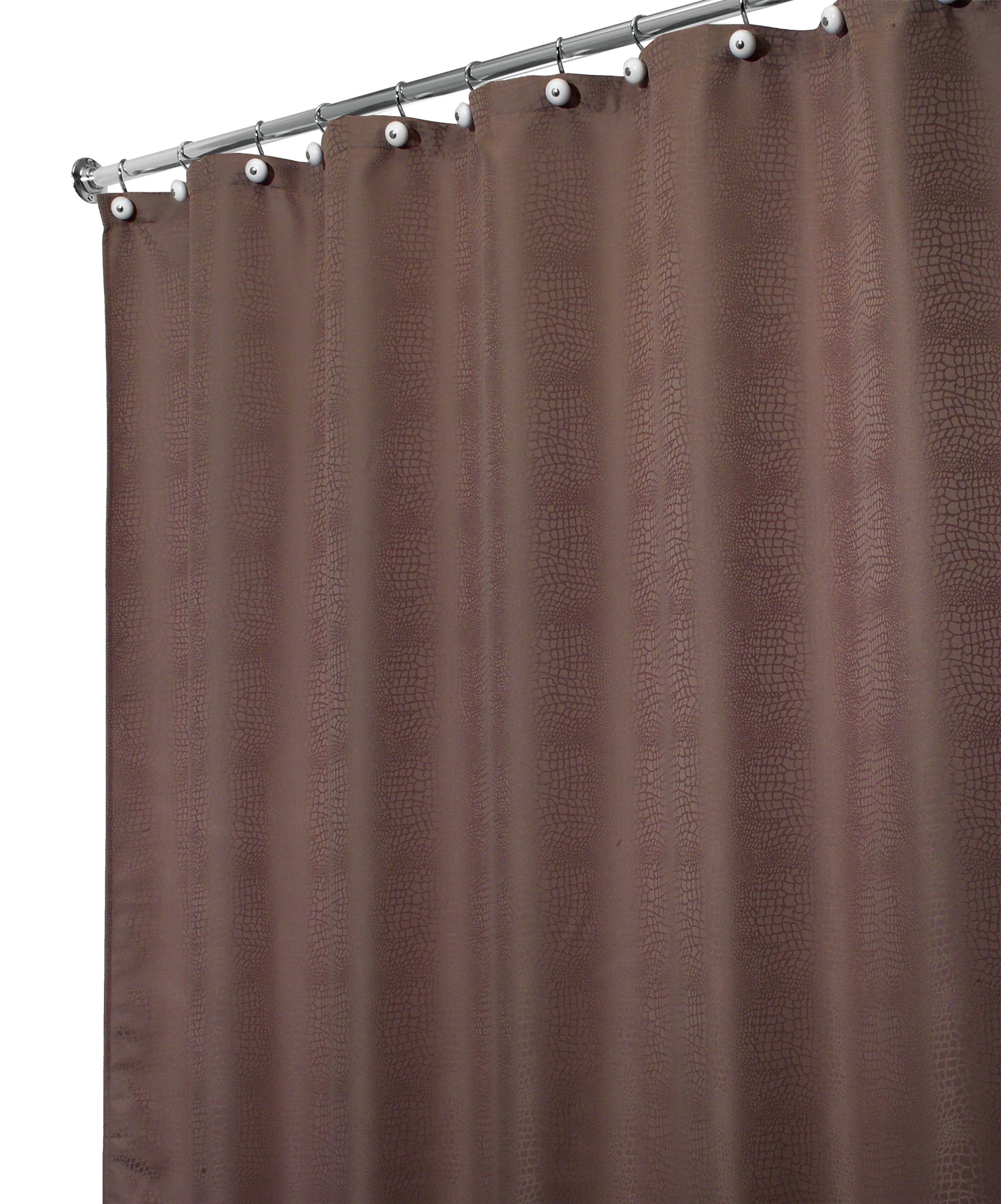 InterDesign Lizagator Shower Curtain in Cocoa Brown - Waterproof Bathroom Decor for Modern Homes, Dorm Rooms & Guest Baths