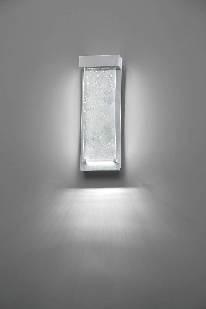 14 x 5 Inch Small LED Surface Mount Light with Clear Seeded Crystal Glass - Brushed Silver Finish for Outdoor & Landscape Lighting - Perfect for Garden Paths, Driveways, and Patio Decor