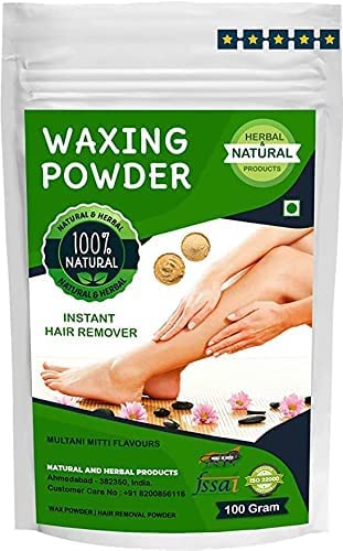 AOZA Waxing Powder for Hair Removal - 100% Natural Multani Mitti Formula, Pain-Free & Instant Results (100g) | Perfect for Smooth Skin at Home, Salon, or Spa