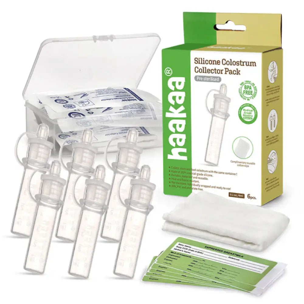 Haakaa Silicone Breast Milk Collector 6-Pack Set - Gentle Manual Breast Pump for Nursing Moms, Perfect for Breastfeeding, Travel & On-the-Go Use
