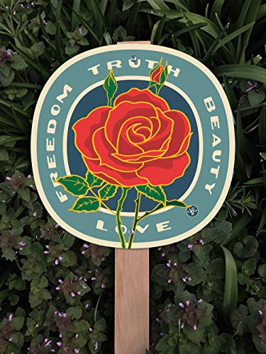 Bohemian Red Rose Garden Sign - Vintage Metal Wall Decor for Outdoor & Indoor Use - Perfect for Patio, Yard, and Home Decoration