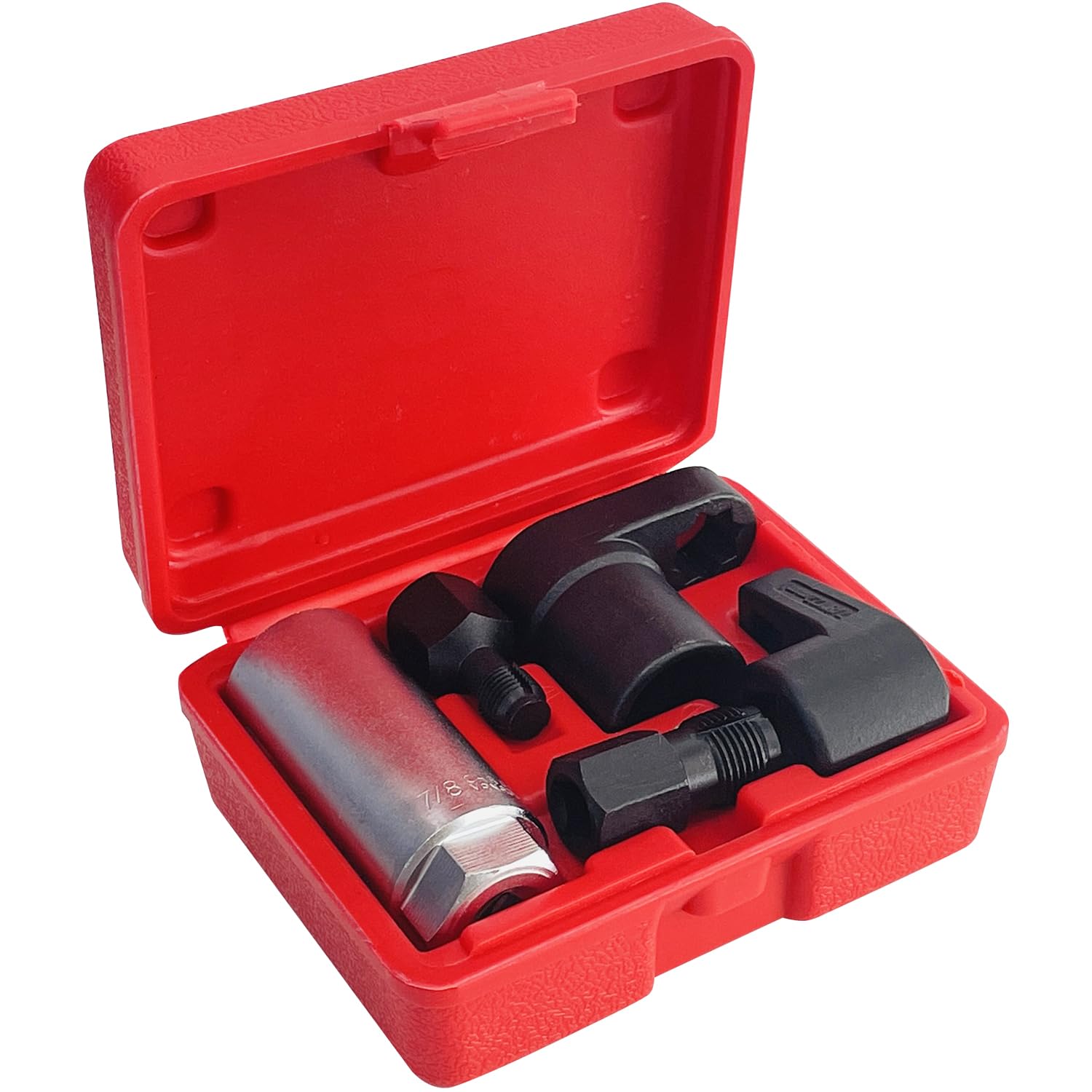 5Pcs Automotive Oxygen Sensor Socket Wrench Set with Thread Repair Chasers - Universal Offset O2 Sensor Removal Tool for Cars, Trucks & SUVs - Perfect for DIY Mechanics & Professional Auto Repairs