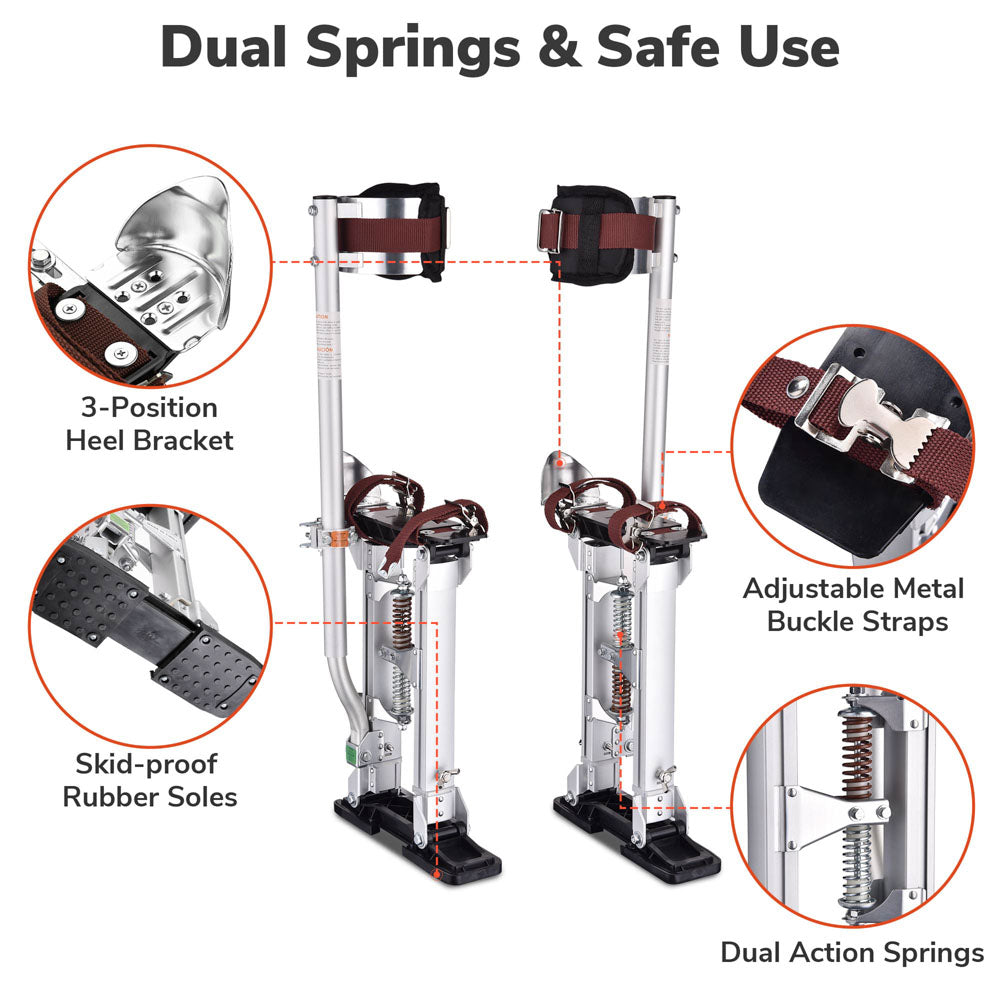 TheLAShop 16 to 24 Inch Adjustable Aluminum Drywall Stilts for Painting - Lightweight & Stable Construction Work, Ceiling Repair, and DIY Home Improvement Projects