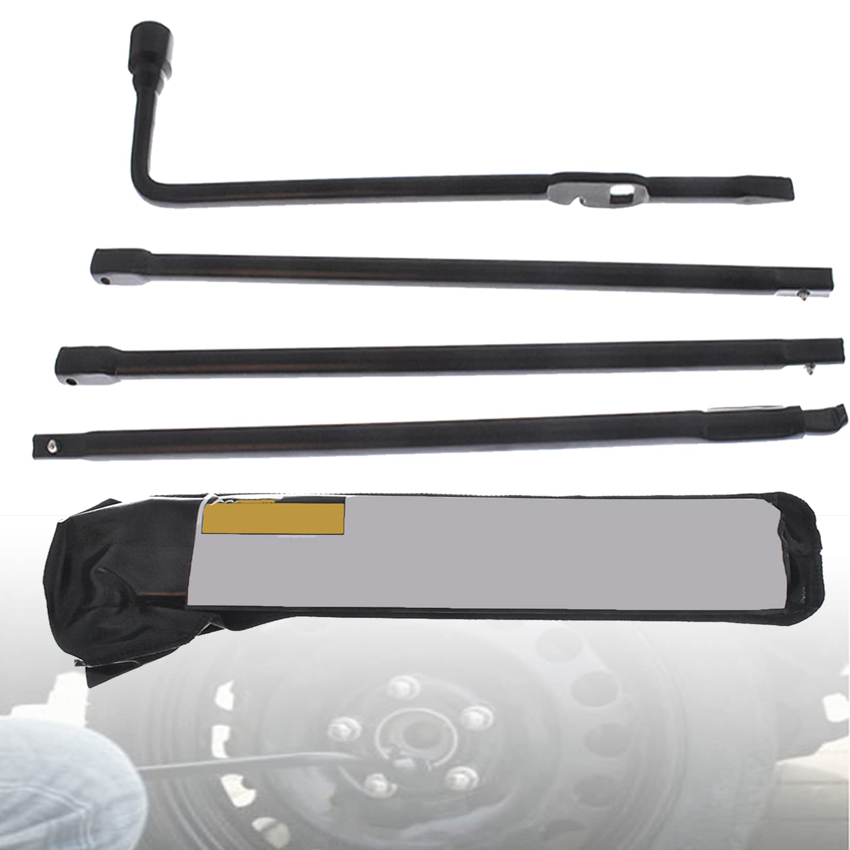 Heavy Duty Steel Black Spare Tire Wrench Tool Kit with Jack & Lug Wrench Extension - Compatible with 2000-2014 Chevy Silverado (Replaces 22925285, 20782708, 22969377, 20782706, 22969370) - Perfect for Emergency Roadside Tire Changes & Off-Road Adventures