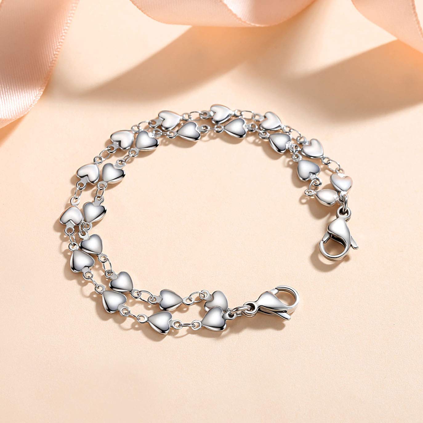 LinnaLove Heart Link Stainless Steel Medical ID Bracelet - Interchangeable Charms for Women & Men - Perfect for Allergies, Diabetes & Emergency Medical Info (Ideal for Daily Wear & Travel)