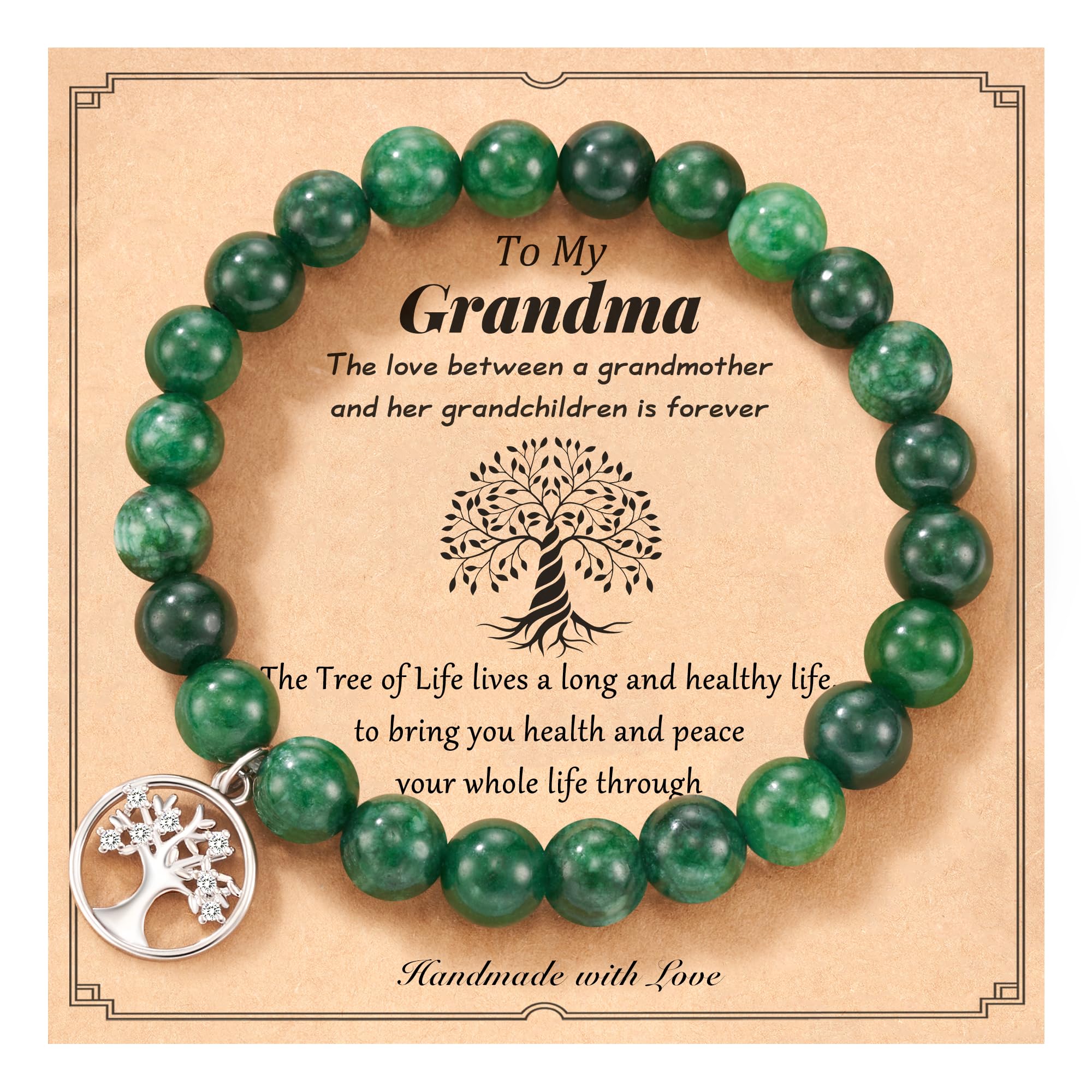 LAVEIR Tree of Life Natural Stone Bracelet - Meaningful Birthday Gift for Grandma, Mom, Mother-in-Law & Sister | Spiritual Jewelry for Women, Healing Crystal Bracelet for Daily Wear & Special Occasions