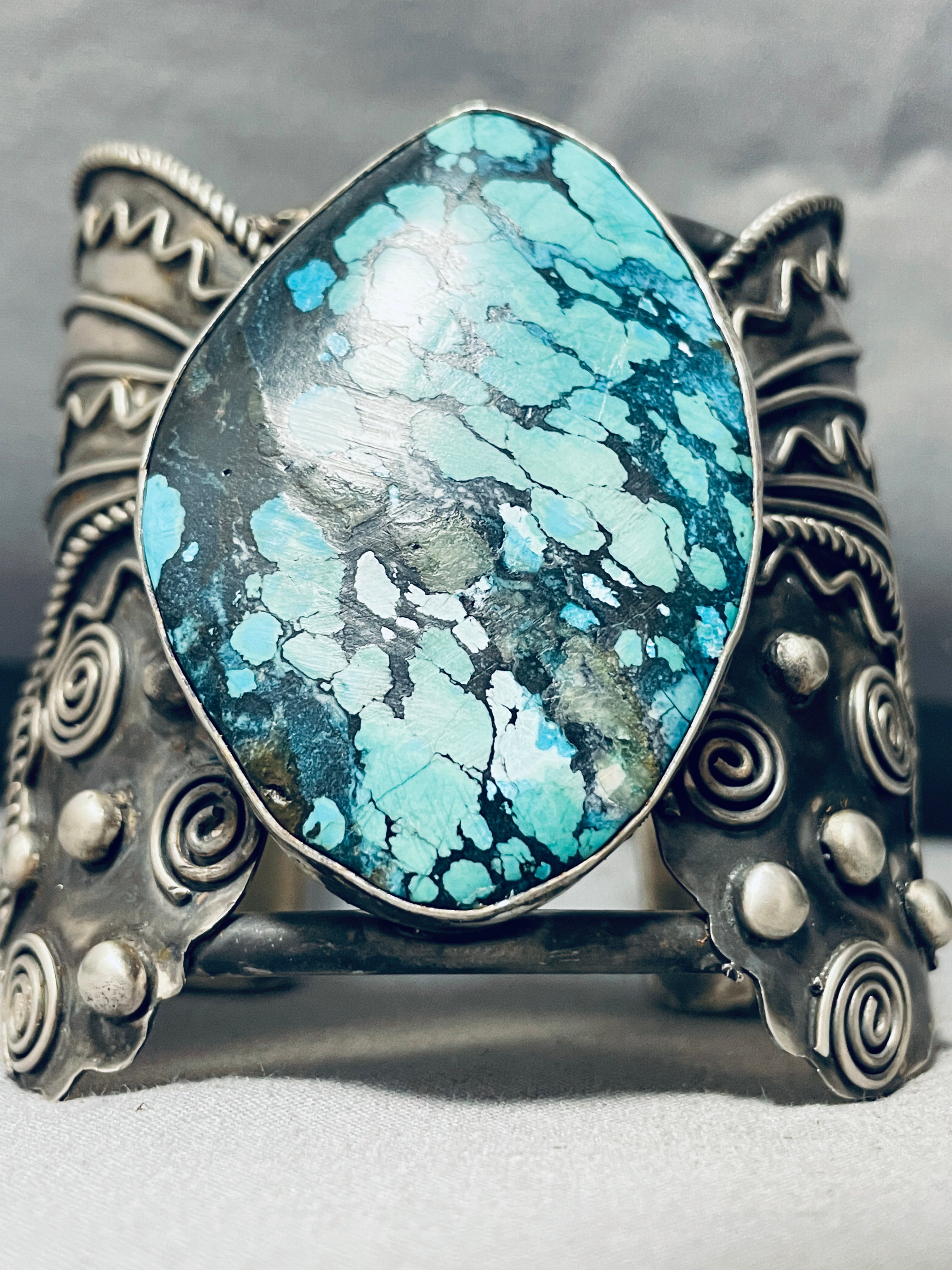 Authentic Navajo Butterfly Turquoise Sterling Silver Cuff Bracelet - 138 Grams - Handmade Native American Jewelry for Women - Perfect for Boho, Western & Festival Fashion