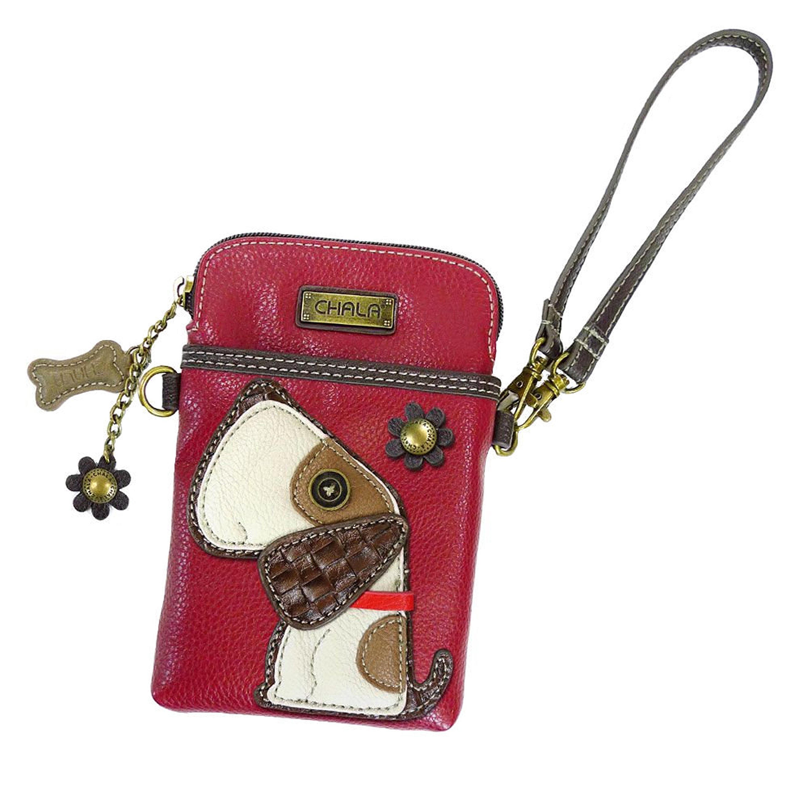 Chala Toffy Dog Themed Crossbody Phone Purse for Women - Convertible Strap Handbag for Dog Moms & Pet Lovers (Burgundy Red) - Perfect for Daily Use, Shopping, Travel & Dog Walking