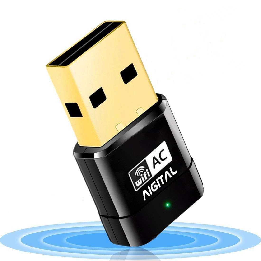Aigital USB WiFi Adapter AC600 - Dual Band 5GHz/2.4GHz Wireless Network Dongle for PC, Laptop, Desktop - Compatible with Windows 11/10/8/7/XP/Vista & Mac OS - Fast Internet for Streaming, Gaming & Remote Work