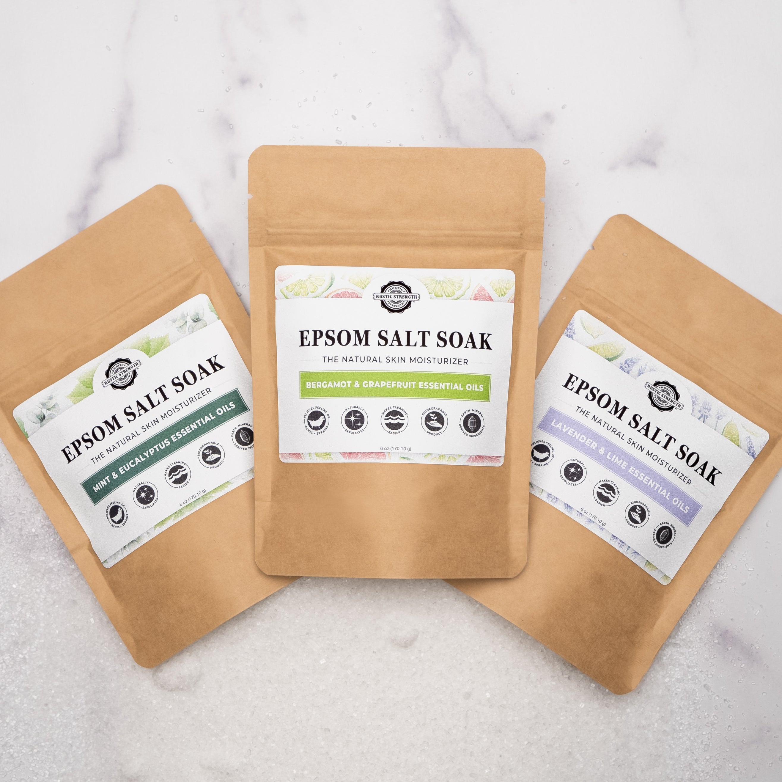 Epsom Salt Scent Sampler - Relaxing Bath Soak with Natural Aromas for Stress Relief & Muscle Recovery | Perfect for Spa Nights, Post-Workout Recovery & Gift Sets