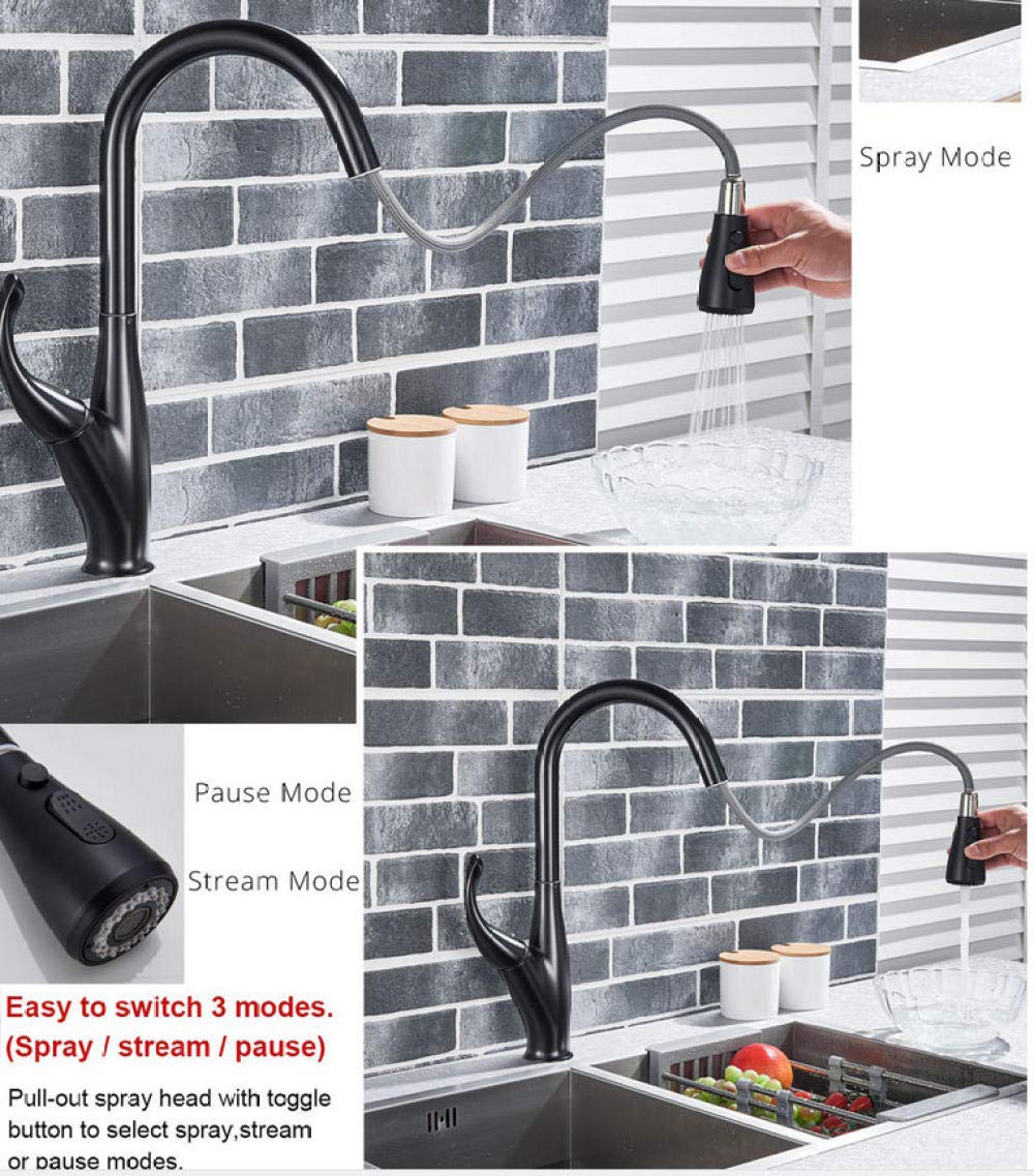 Stainless Steel Pull Down Kitchen Faucet with Single Handle - Hot & Cold Water Mixer Tap for Sink - High Arc Brushed Nickel Spout with Stream Spray - Perfect for Modern Kitchens & Bathroom Renovations