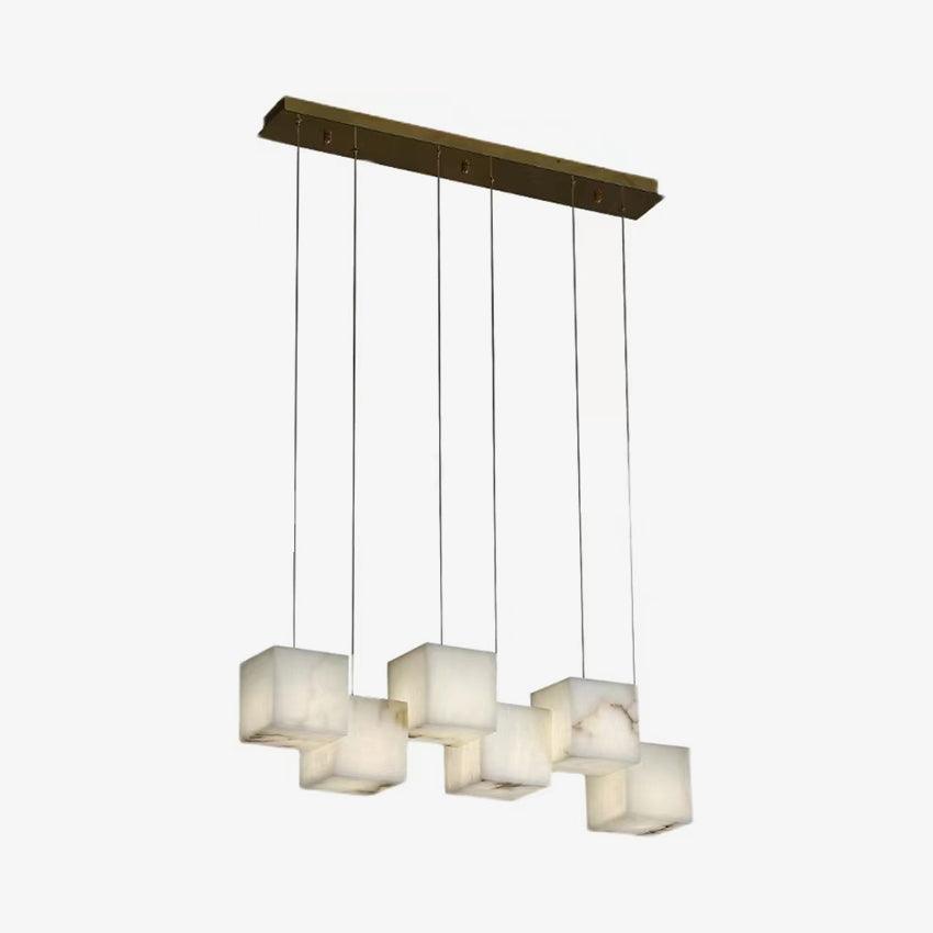 Elegant Alabaster Box Chandelier - Modern Crystal Ceiling Light Fixture for Dining Room, Living Room & Bedroom Lighting