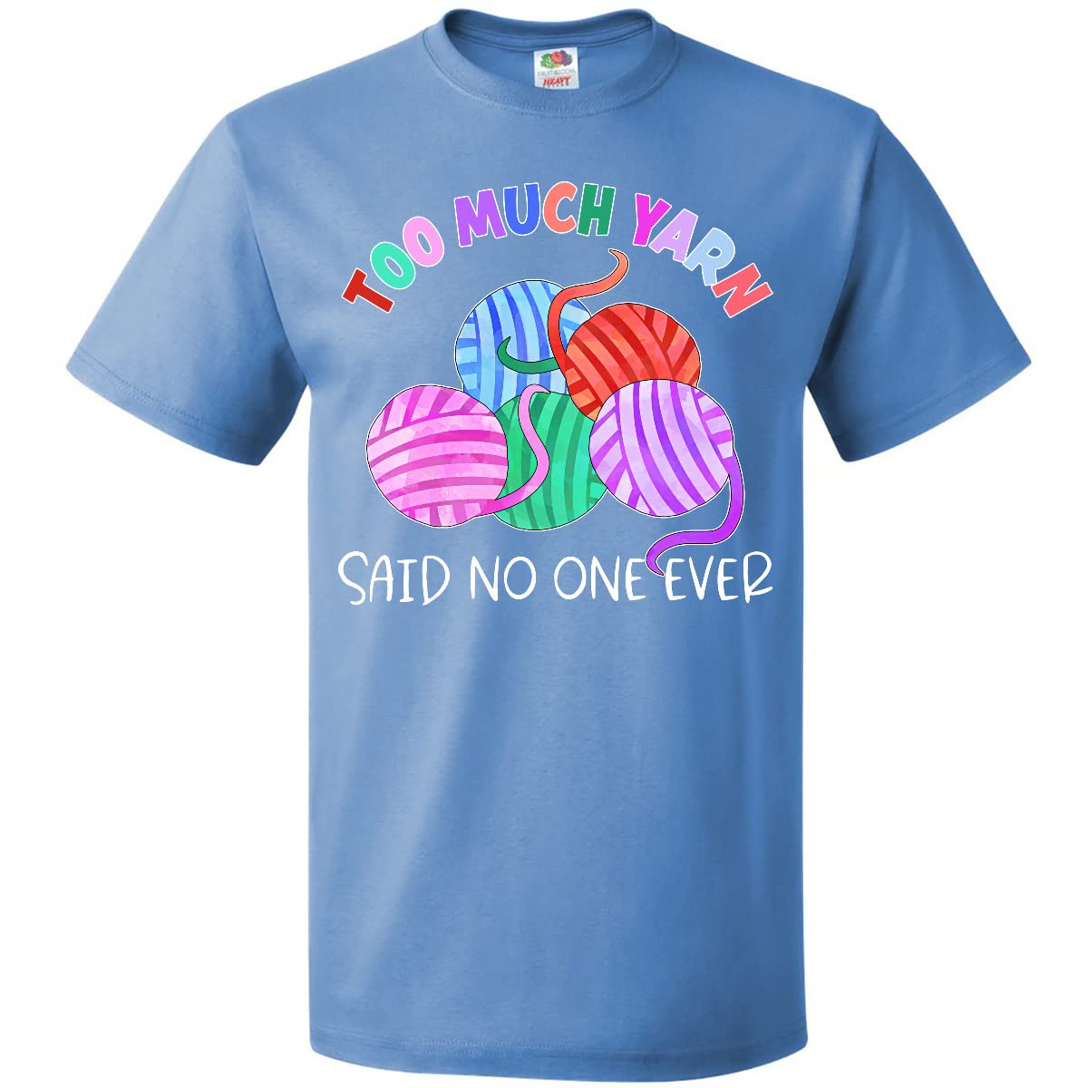Inktastic 'Too Much Yarn Said No 1 Ever' Funny Knitting Graphic T-Shirt - Perfect Gift for Knitters & Yarn Lovers