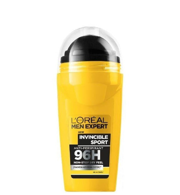 L'Oreal Paris Men Expert Invincible Sport Deodorant Roll-On for Men - 48H Anti-Perspirant Protection for Active Lifestyles - Gym, Workout & Sports