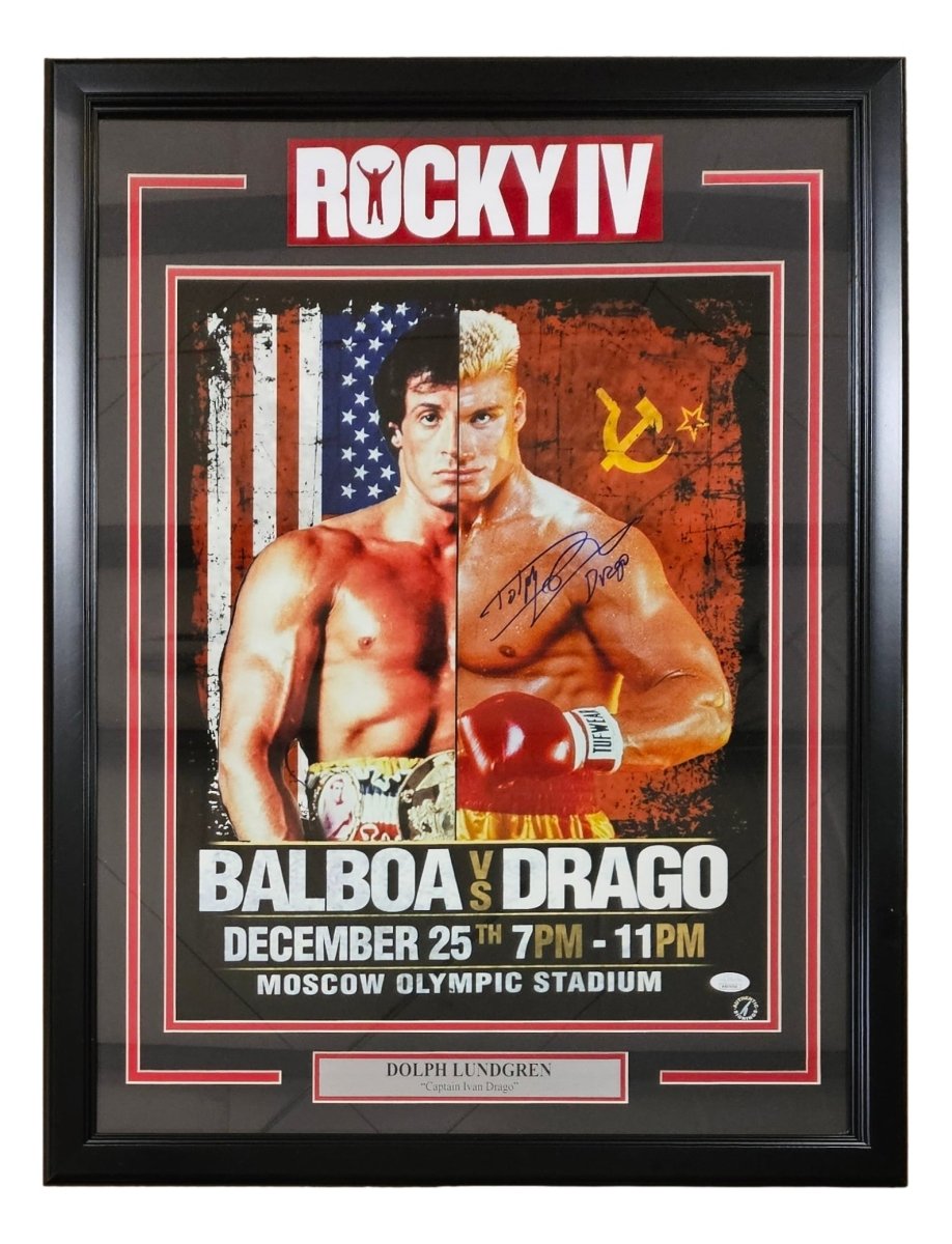 Dolph Lundgren Autographed 16x20 Rocky IV Movie Poster - Ivan Drago Signed Photo with JSA COA - Perfect for Boxing Fans & Sports Memorabilia Collectors
