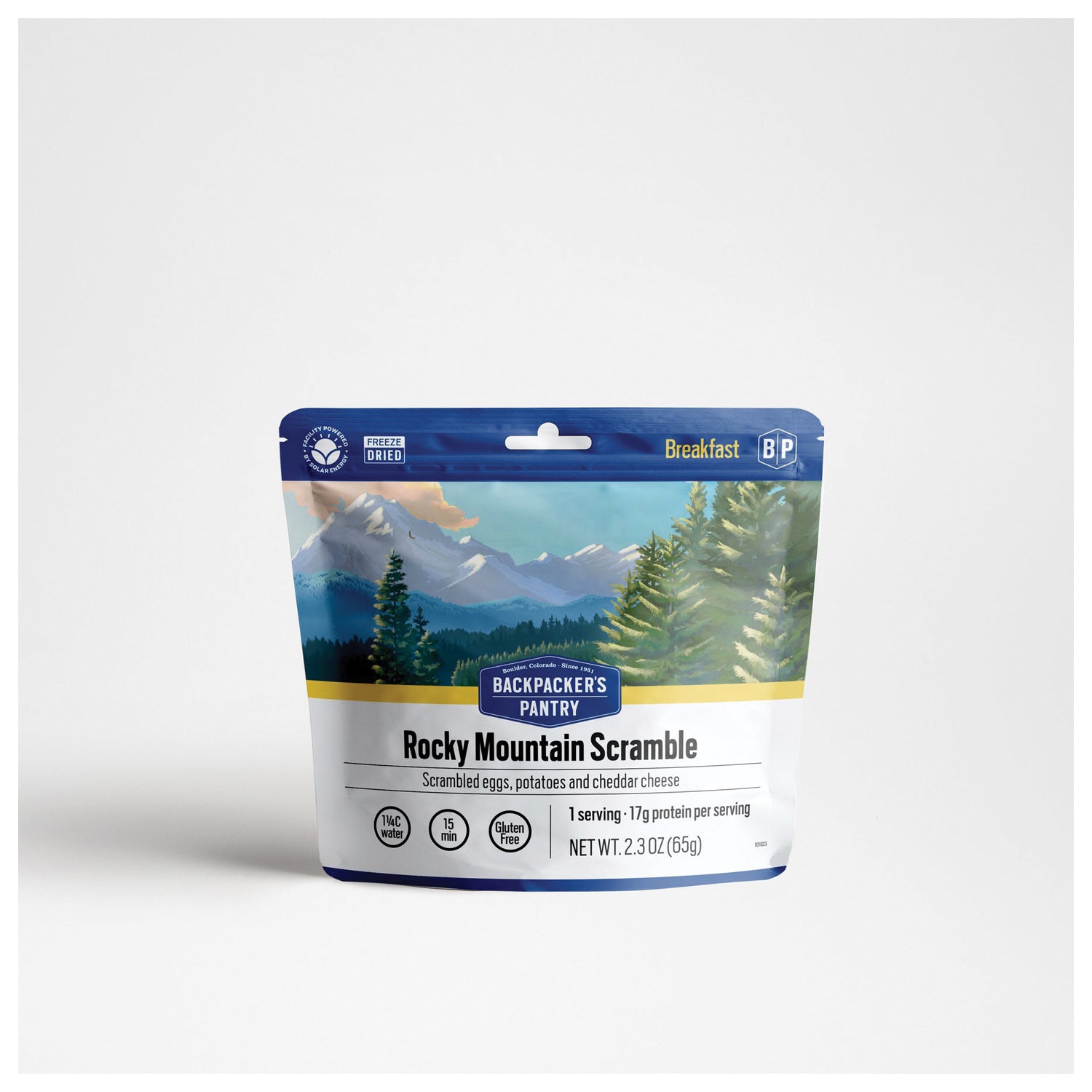 Backpacker's Pantry Rocky Mountain Scrambler - 1 Serving Freeze-Dried Meal (290 Calories, 19g Protein) | Lightweight Camping & Hiking Food for Outdoor Adventures