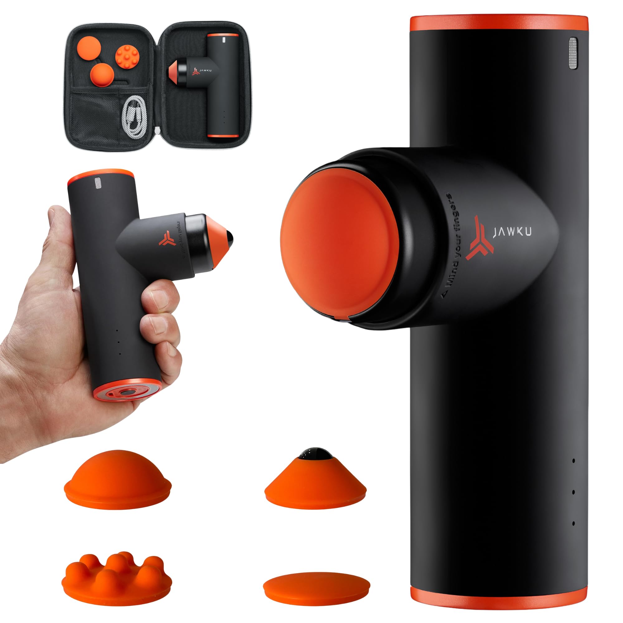 JAWKU Muscle Blaster Mini Cordless Percussion Massage Gun - Rechargeable Deep Tissue Massager for Pain Relief, Ultra Quiet Handheld Vibration Massager for Athletes, Gym Recovery, Back & Neck Pain - Portable Muscle Stimulator for Home & Travel Use