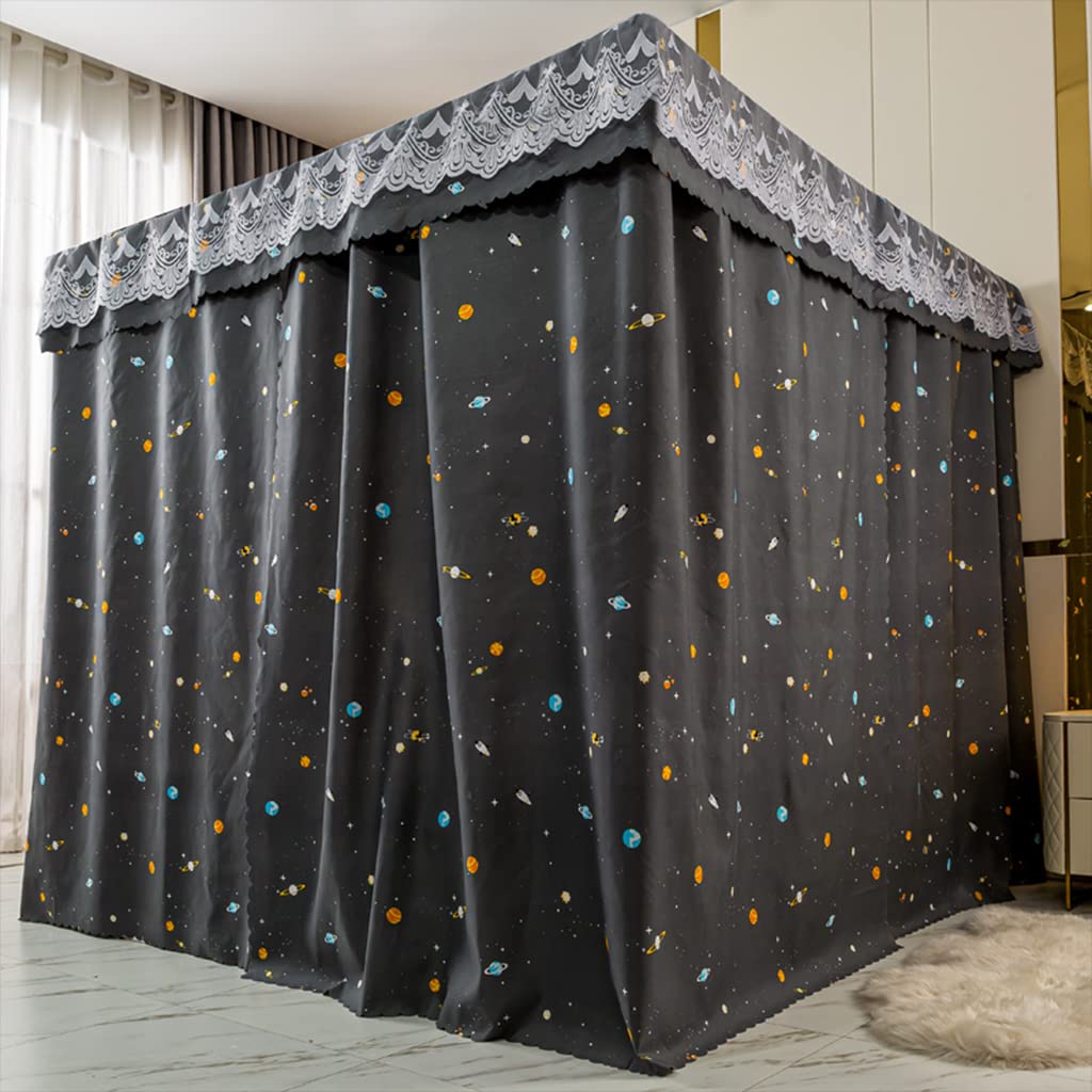 Princess 4 Corner Post Bed Canopy - Windproof & Lightproof Mosquito Net for Queen Size Beds | Bedroom Decor for Adults & Girls | Perfect Gift for Kids (Black Cosmic Sky) - Ideal for Nursery, Dorm Room & Romantic Bedroom Decor